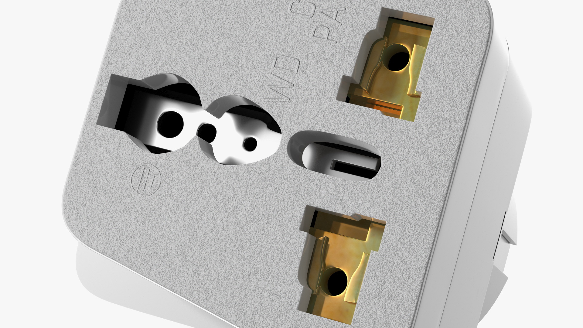 Type E F Universal Plug Adapter White 3D