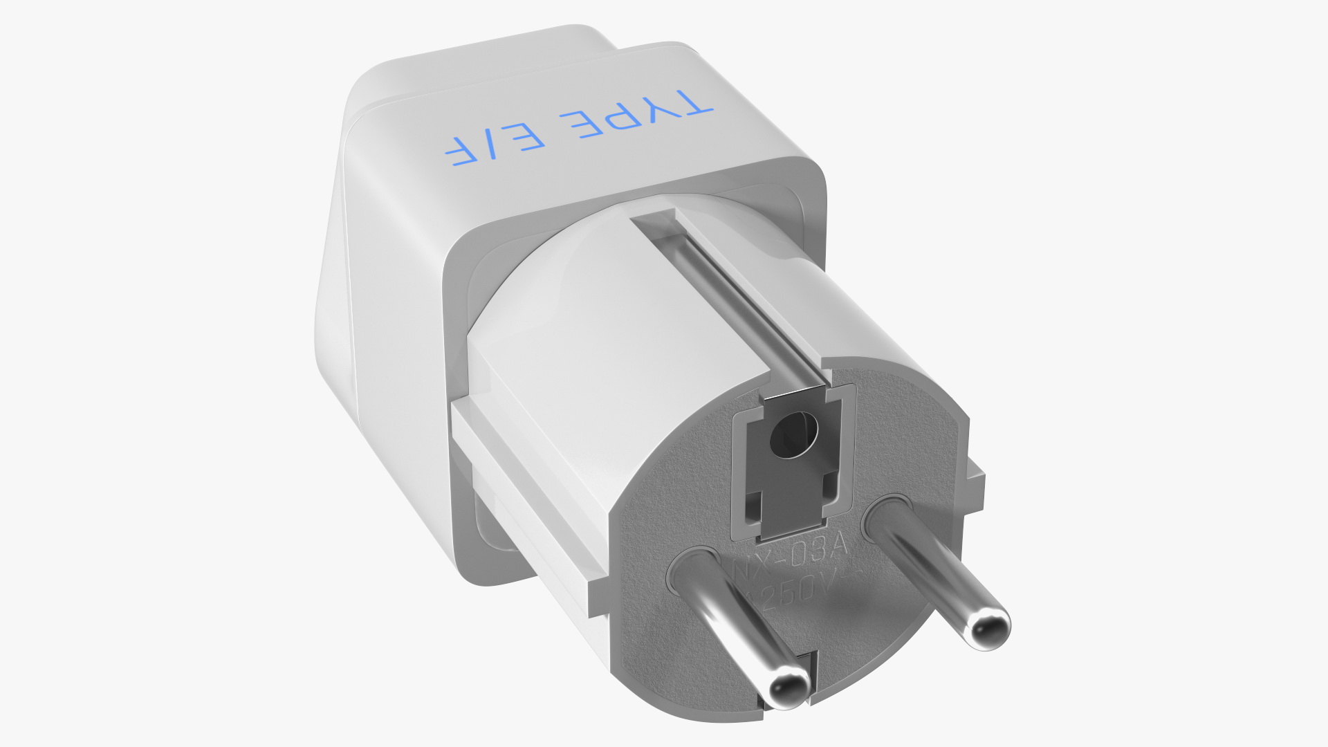Type E F Universal Plug Adapter White 3D