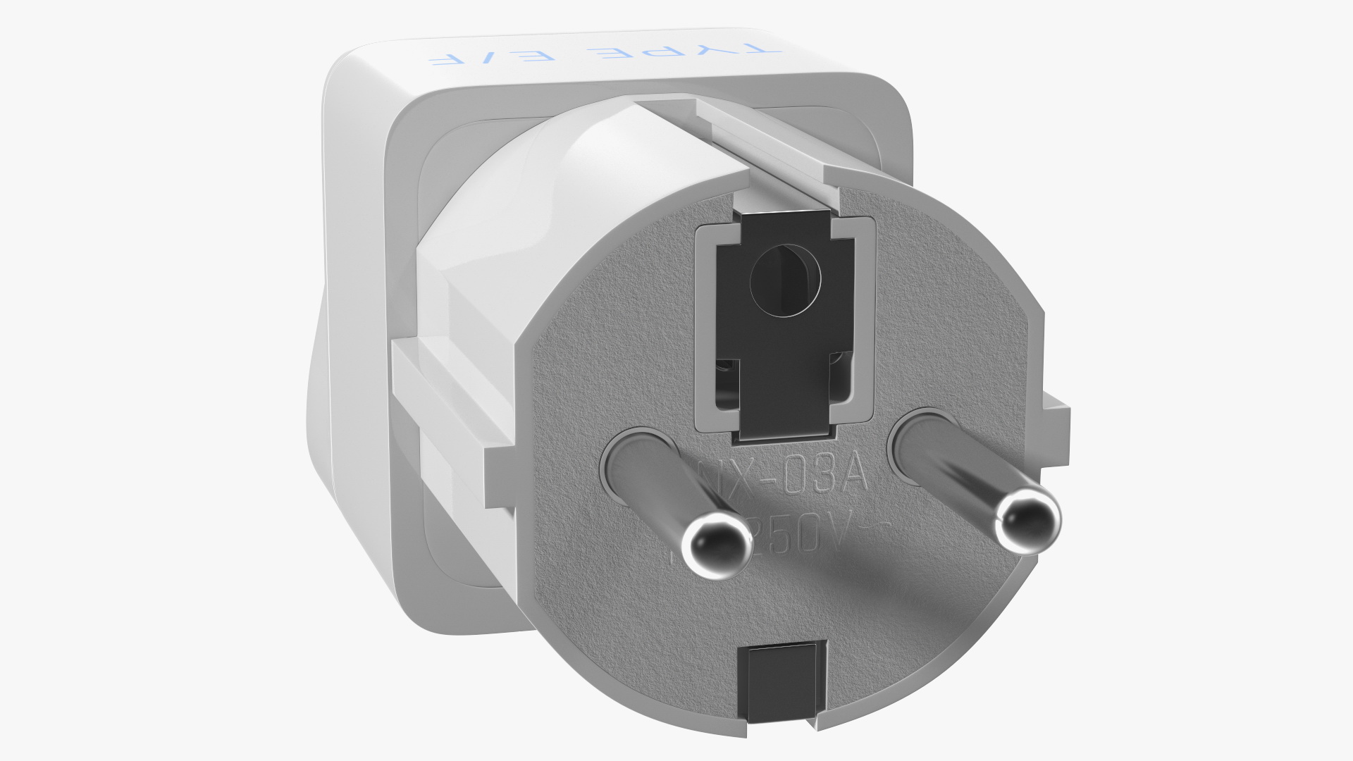 Type E F Universal Plug Adapter White 3D