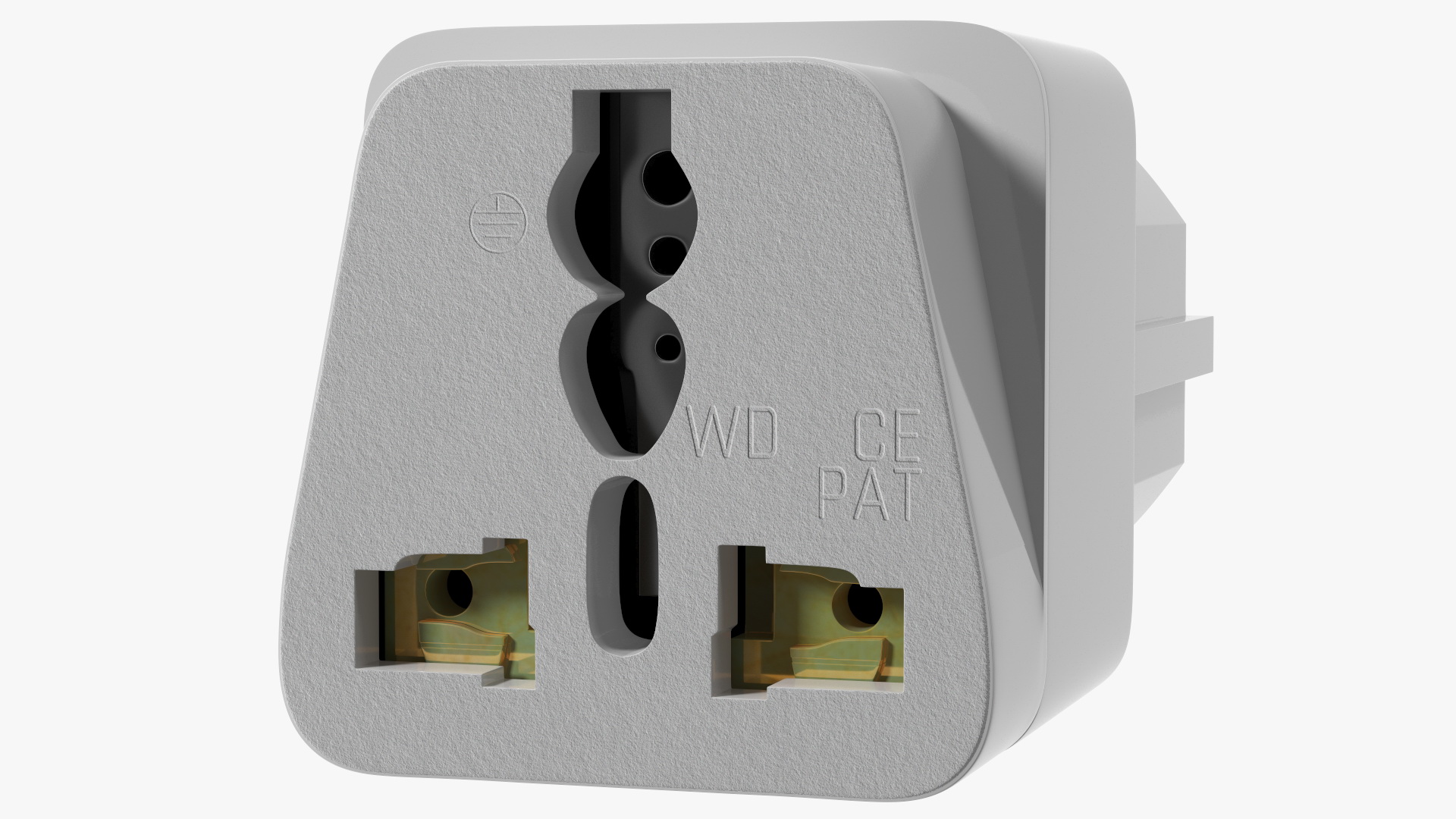 Type E F Universal Plug Adapter White 3D