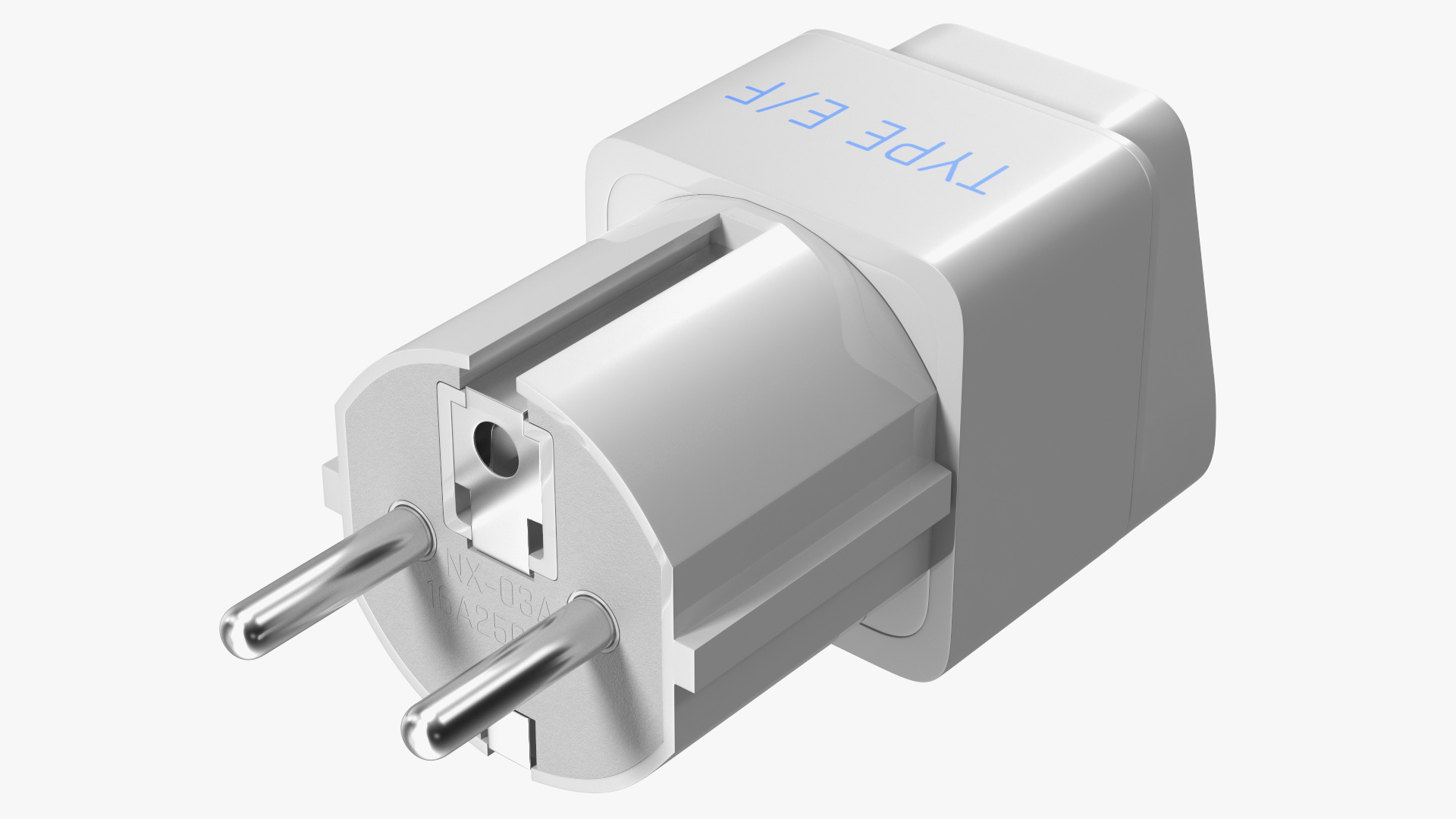 Type E F Universal Plug Adapter White 3D