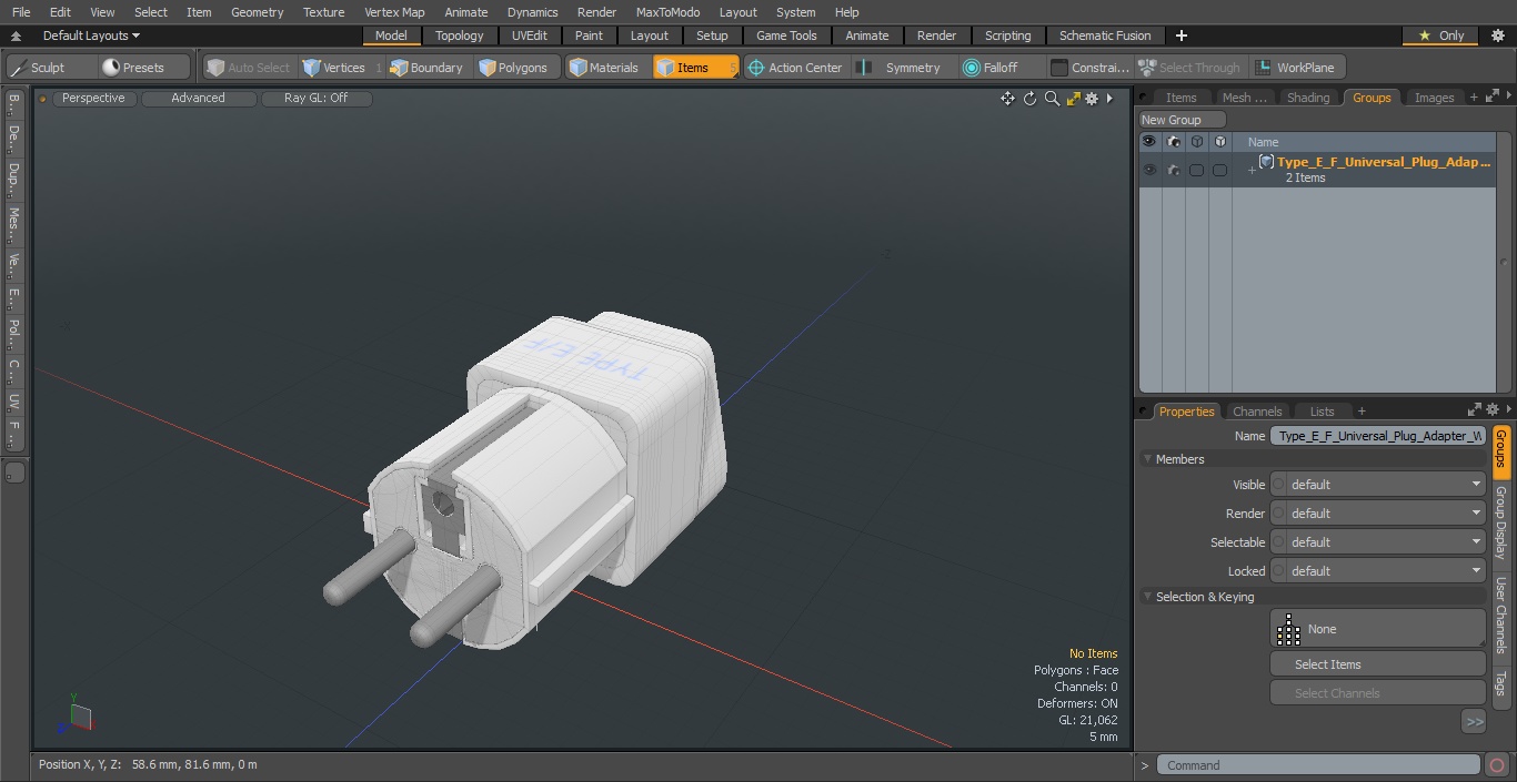 Type E F Universal Plug Adapter White 3D