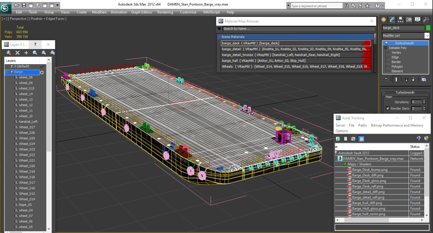 3D Pontoon Barge model