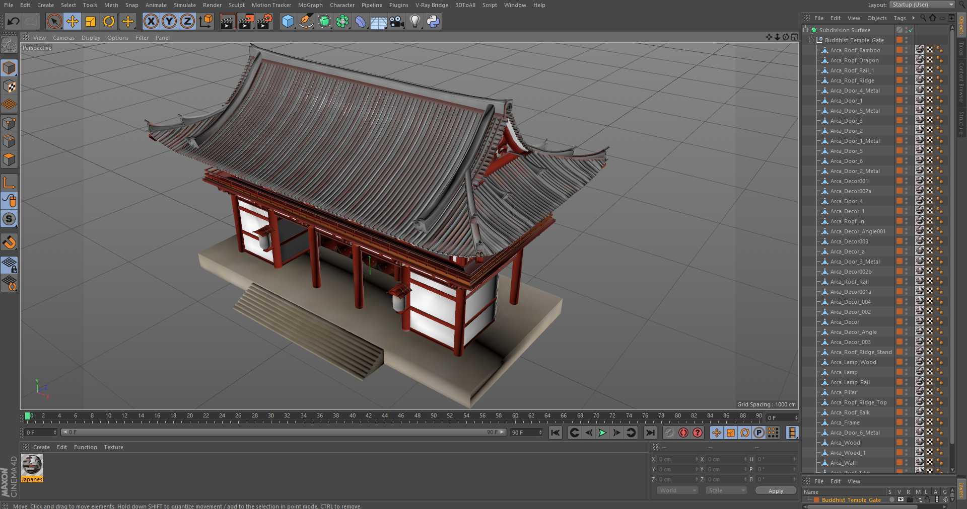 3D model Buddhist Temple Gate