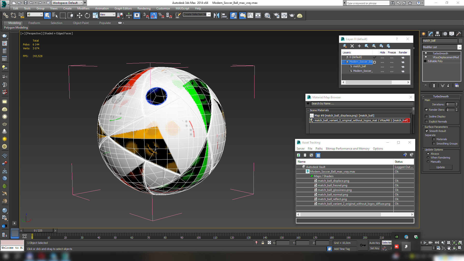 3D Modern Soccer Ball model