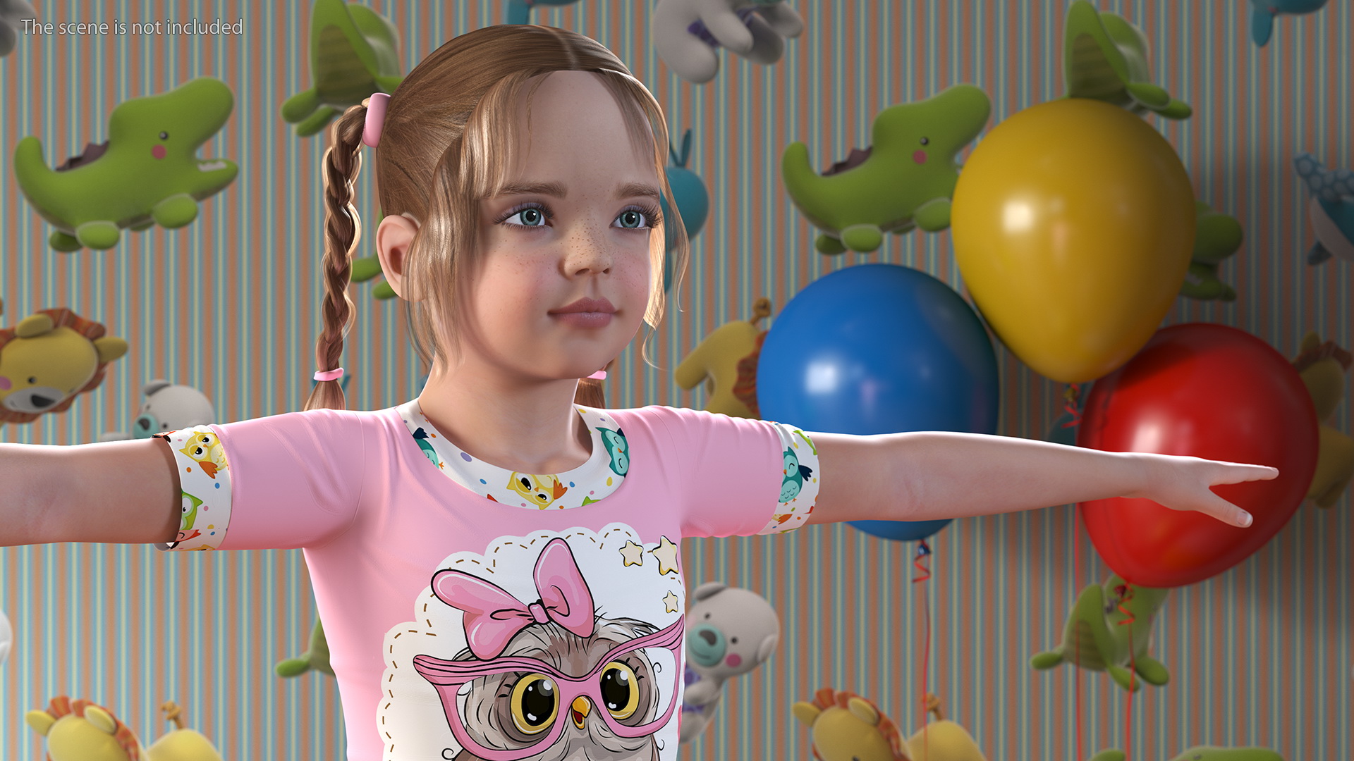 3D Child Girl Home Style T-pose model
