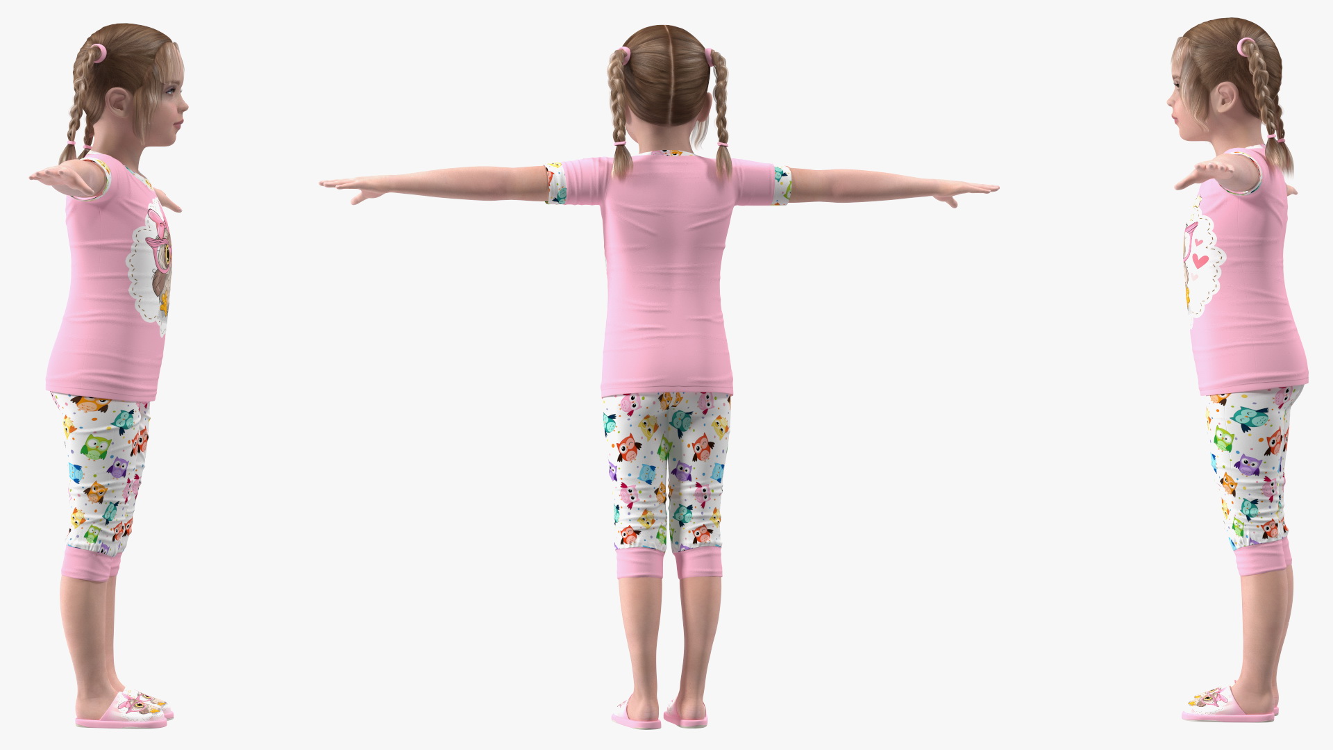 3D Child Girl Home Style T-pose model