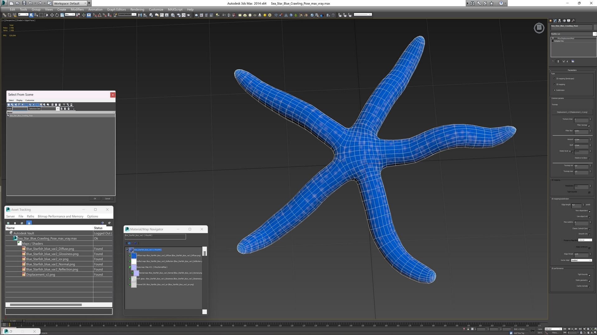Sea Star Blue Crawling Pose 3D