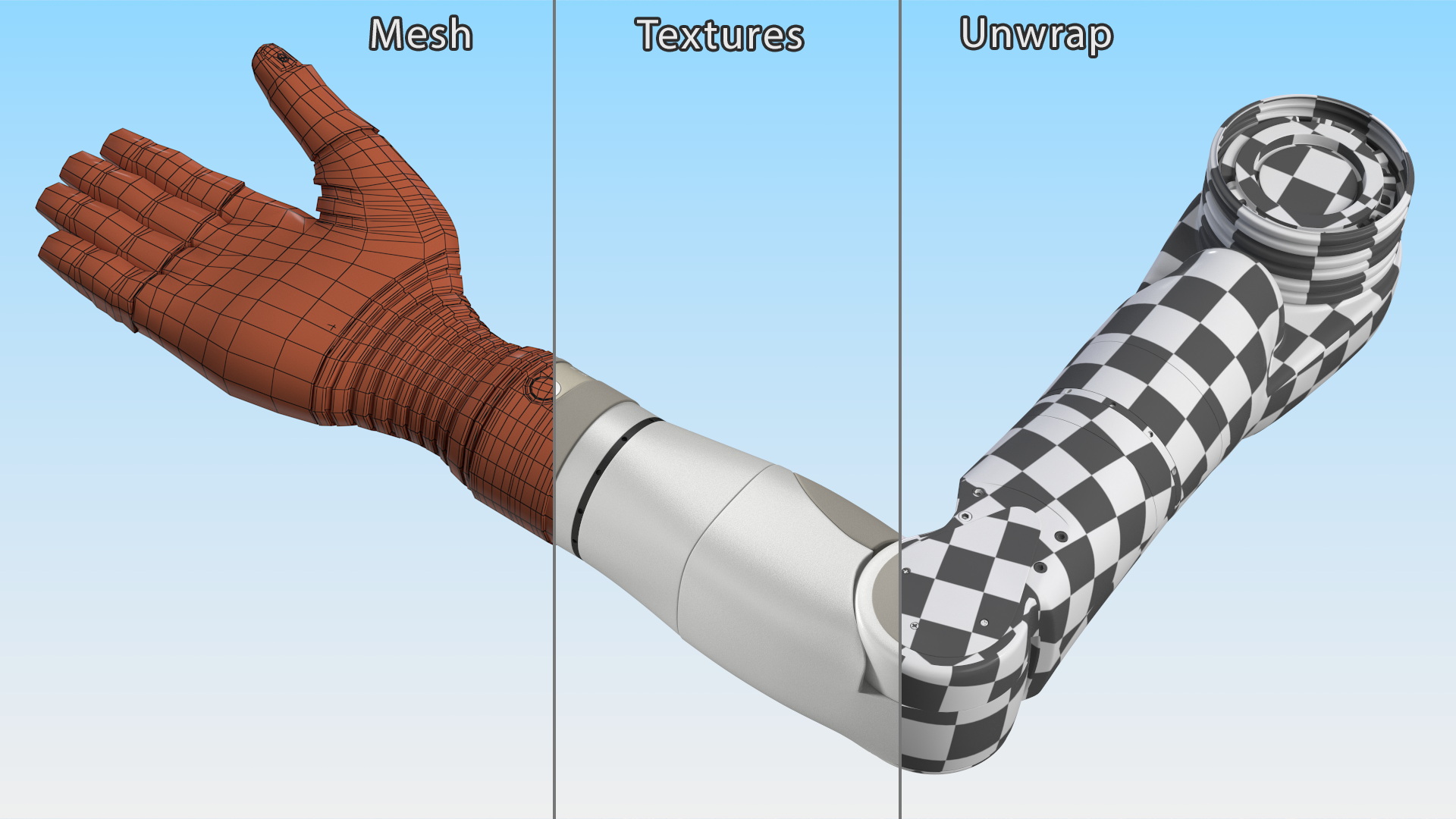 3D Bionic Arm Deka Rigged for Maya