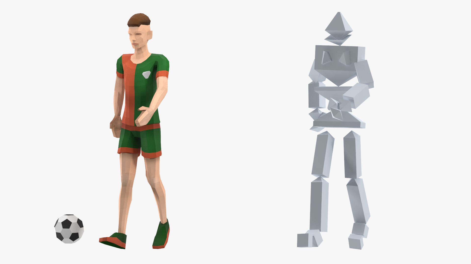 3D model Football Player Low Poly Rigged for Cinema 4D