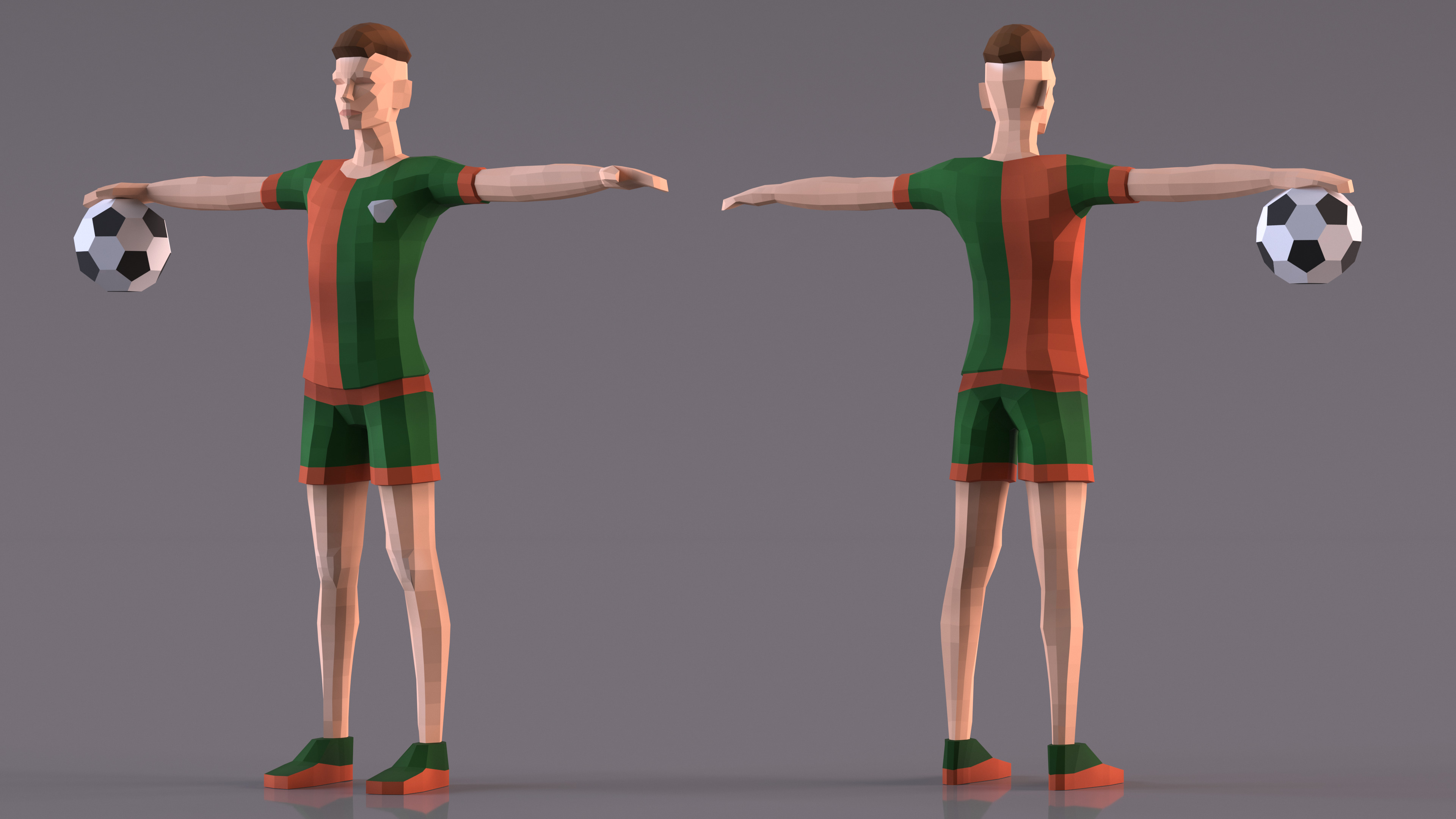 3D model Football Player Low Poly Rigged for Cinema 4D