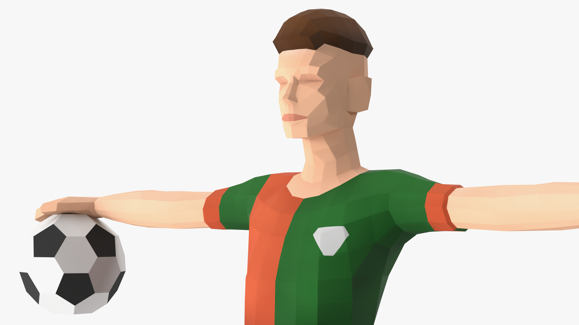 3D model Football Player Low Poly Rigged for Cinema 4D
