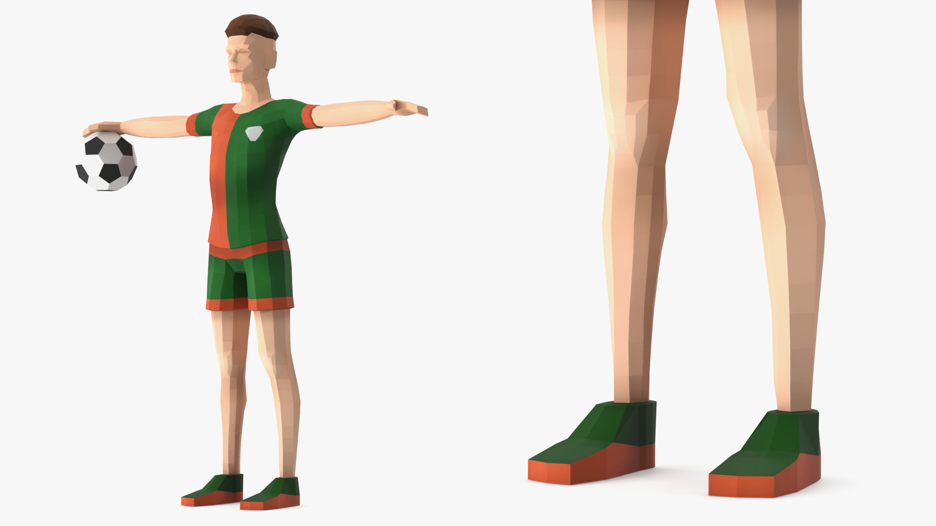 3D model Football Player Low Poly Rigged for Cinema 4D