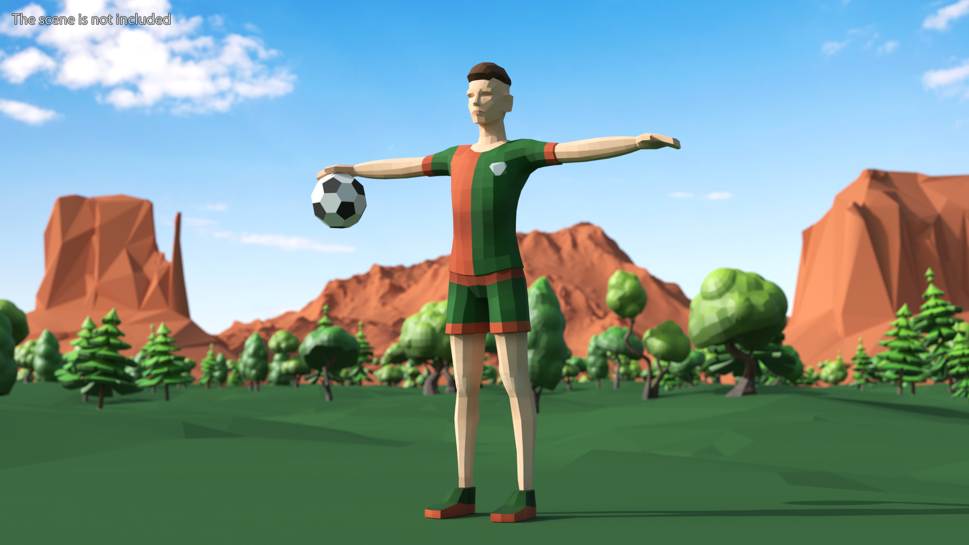 3D model Football Player Low Poly Rigged for Cinema 4D