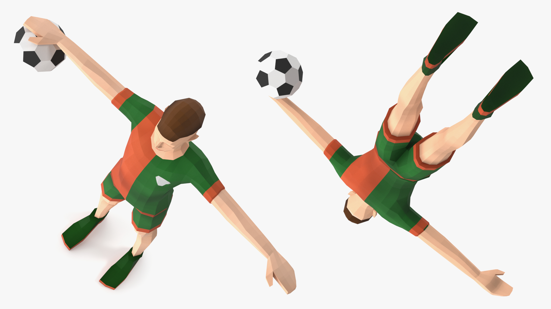 3D model Football Player Low Poly Rigged for Cinema 4D