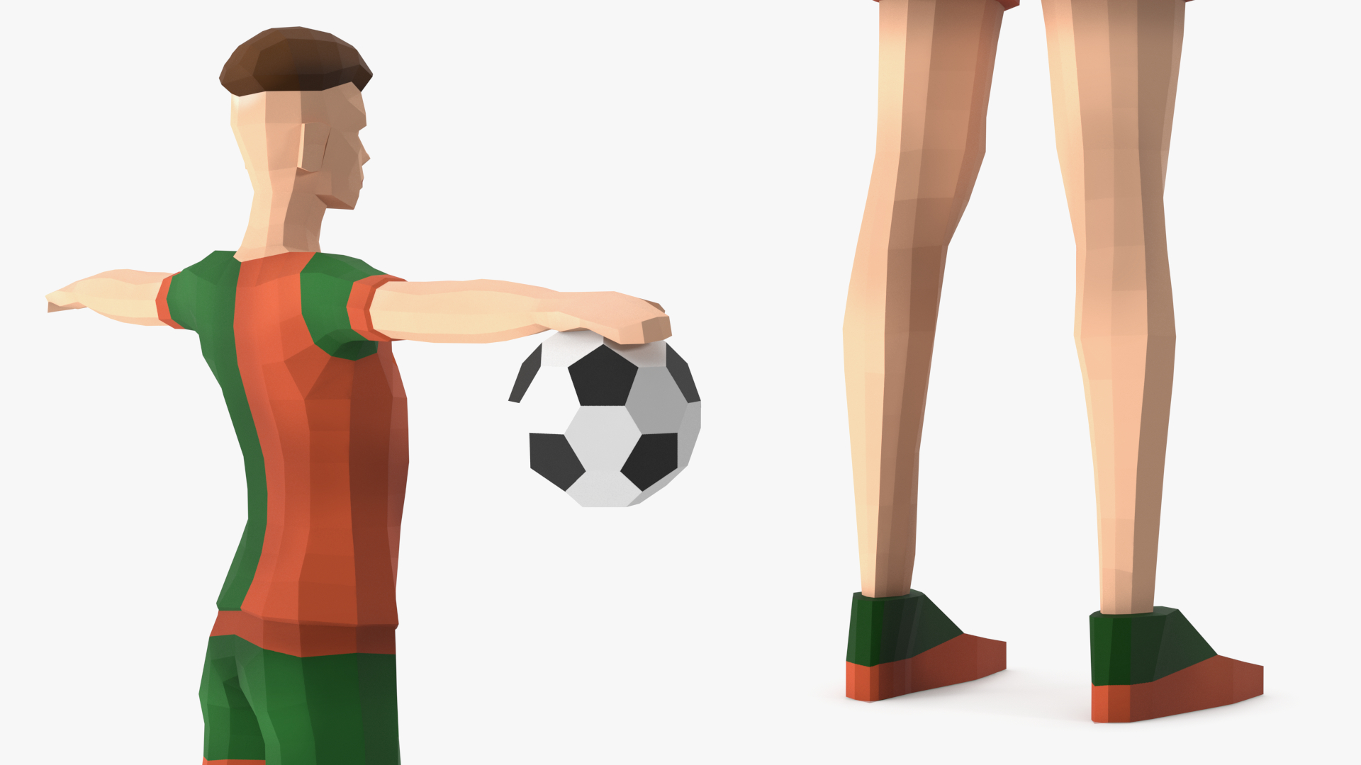 3D model Football Player Low Poly Rigged for Cinema 4D