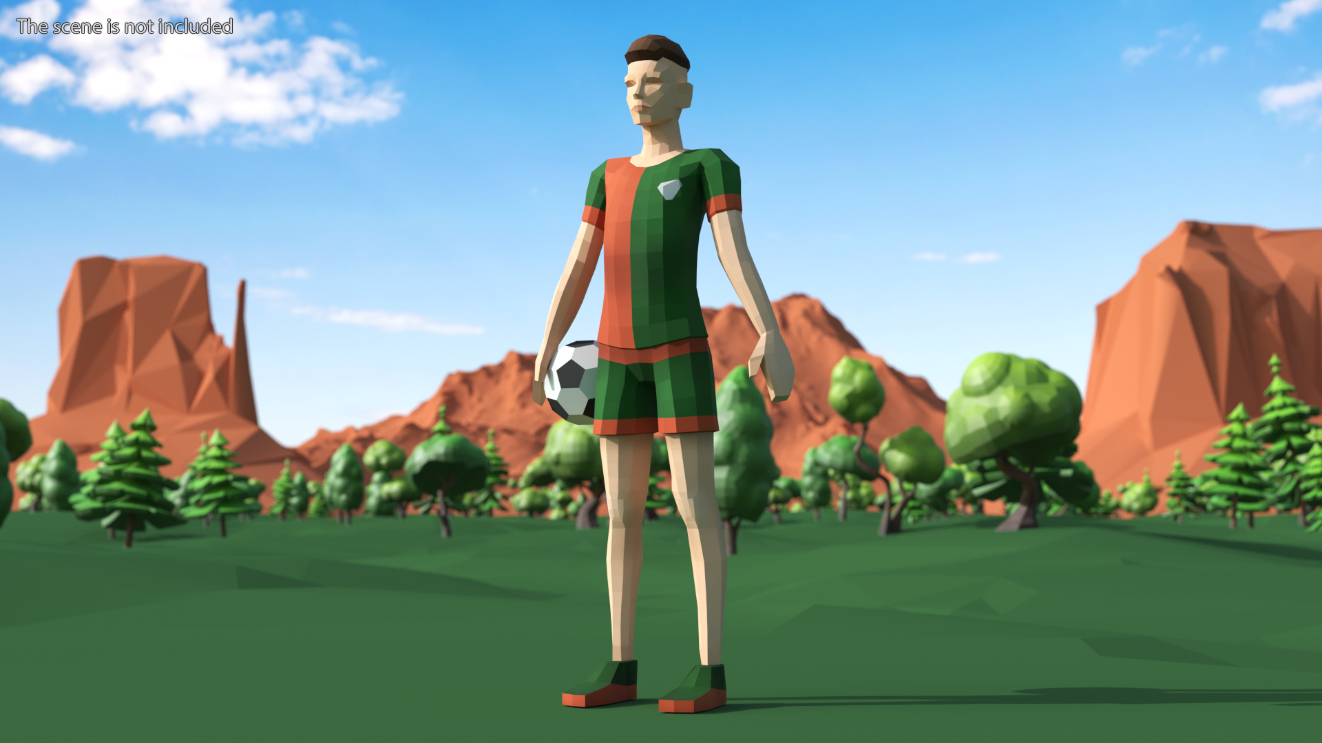 3D model Football Player Low Poly Rigged for Cinema 4D
