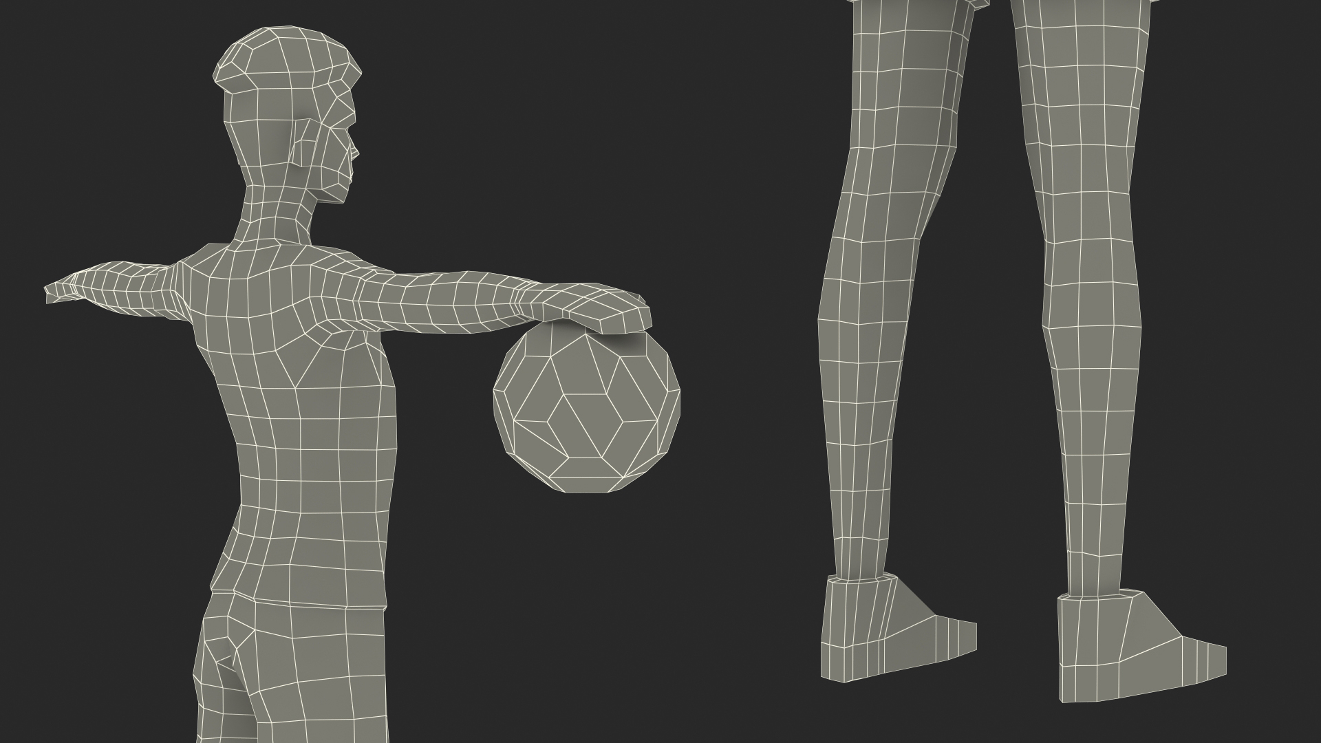 3D model Football Player Low Poly Rigged for Cinema 4D