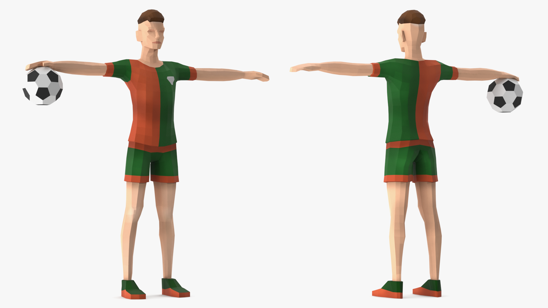 3D model Football Player Low Poly Rigged for Cinema 4D