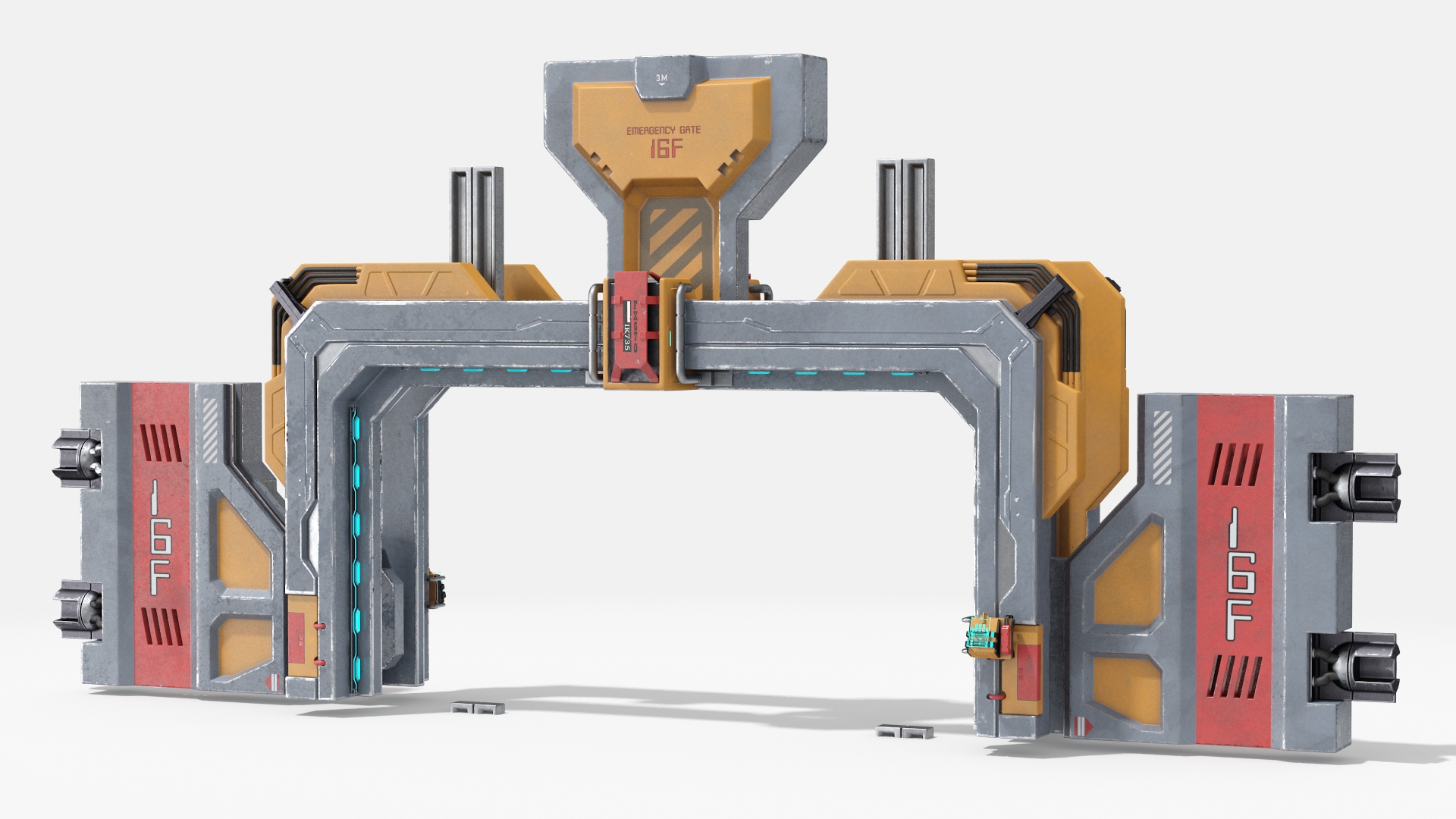 Sci Fi Reinforced Sliding Gate Rigged 3D