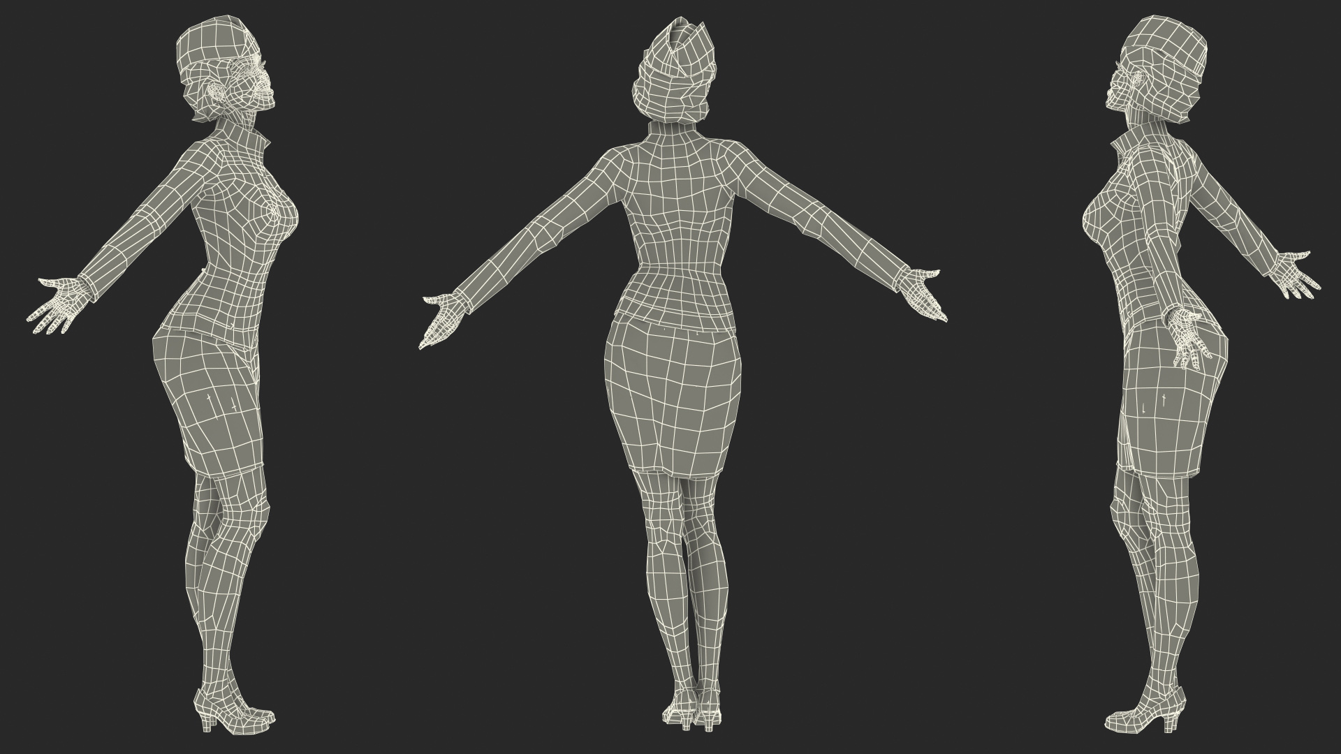 Dark Skinned Black Stewardess 3D model