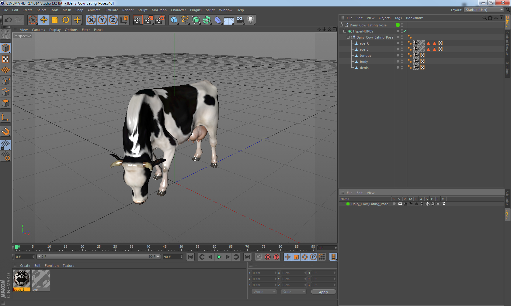 3D Dairy Cow Eating Pose