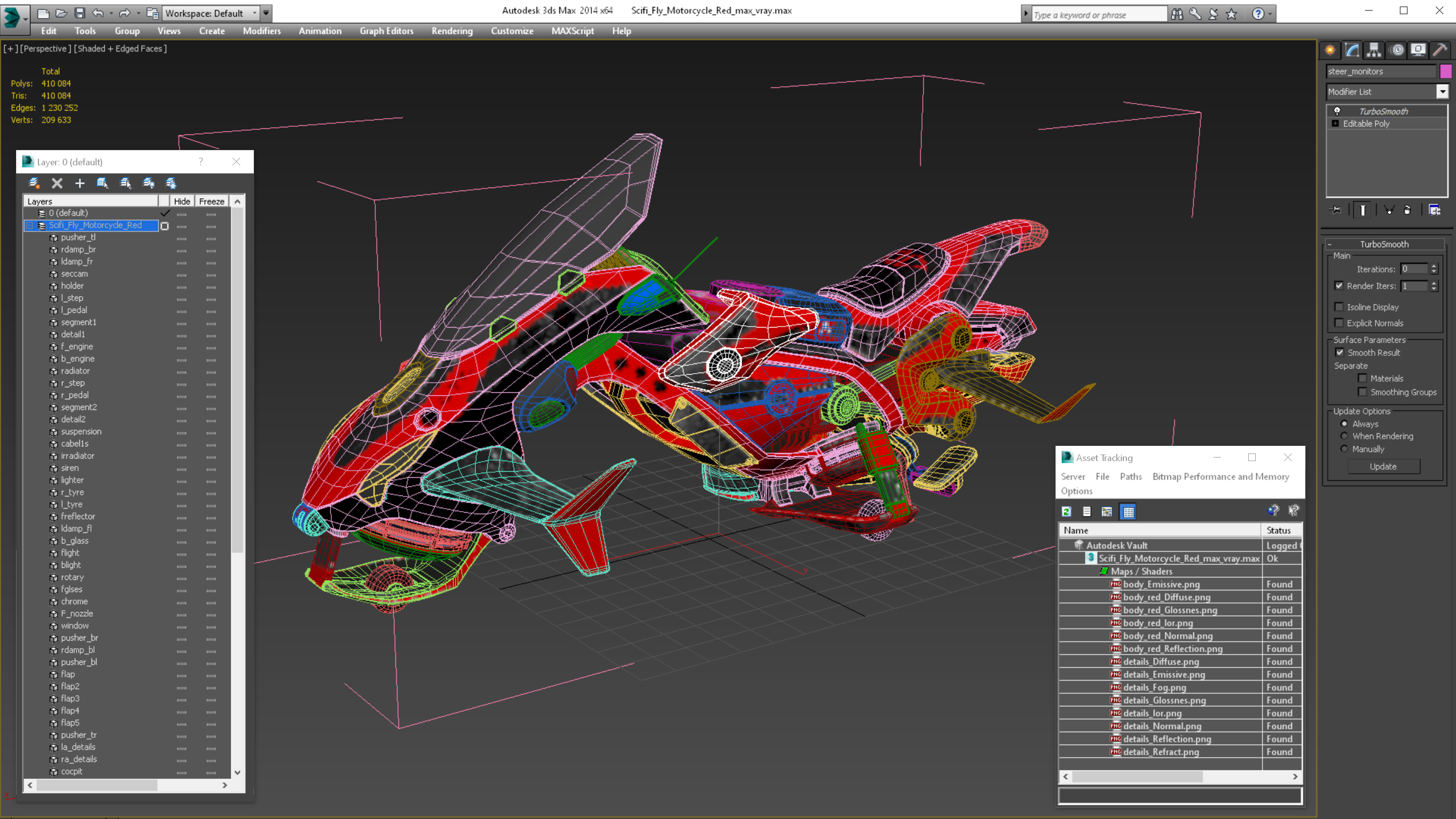 Scifi Fly Motorcycle Red 3D model