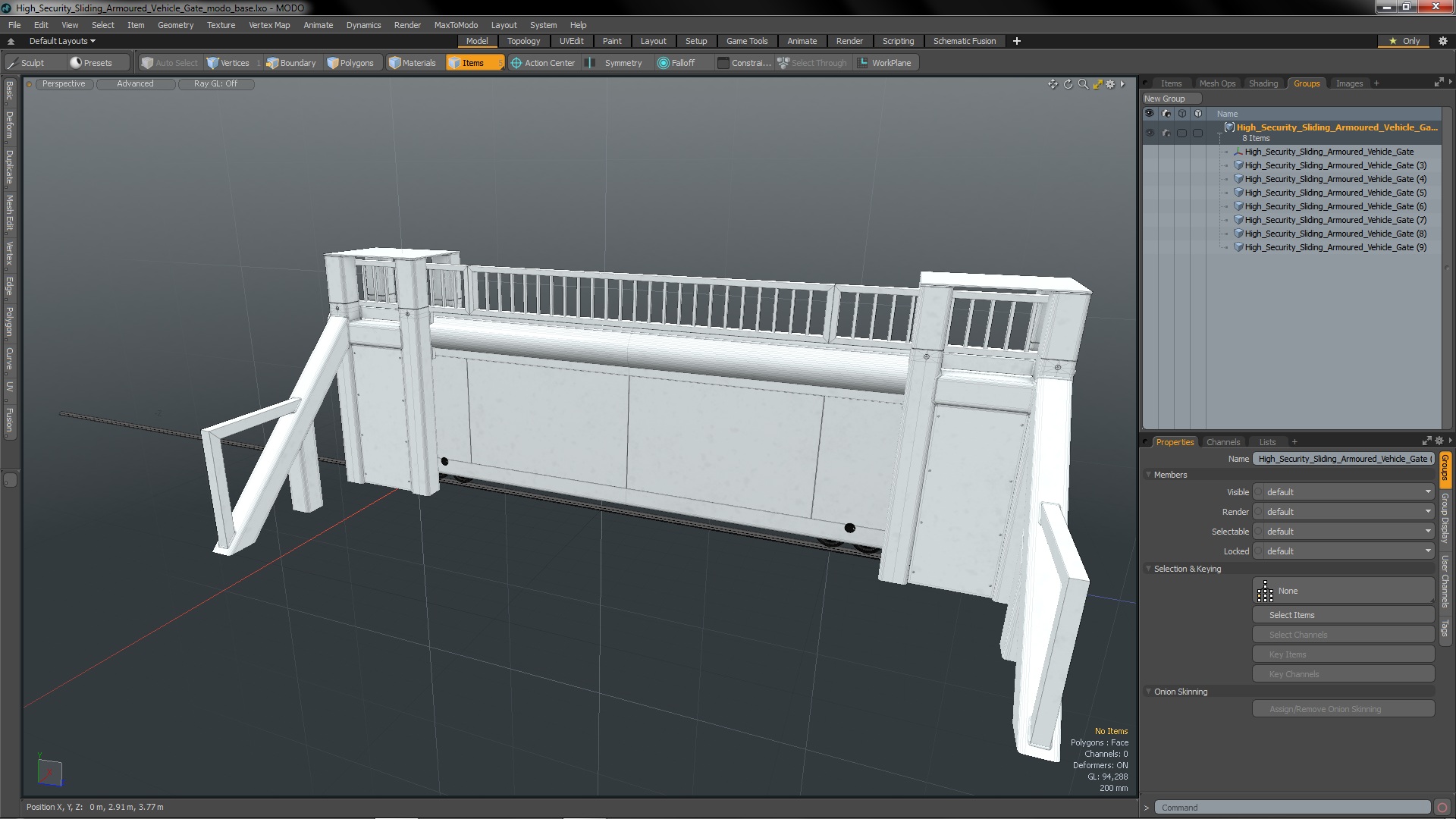 3D High Security Sliding Armoured Vehicle Gate model