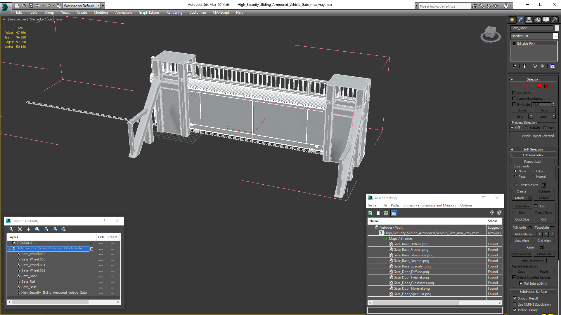 3D High Security Sliding Armoured Vehicle Gate model