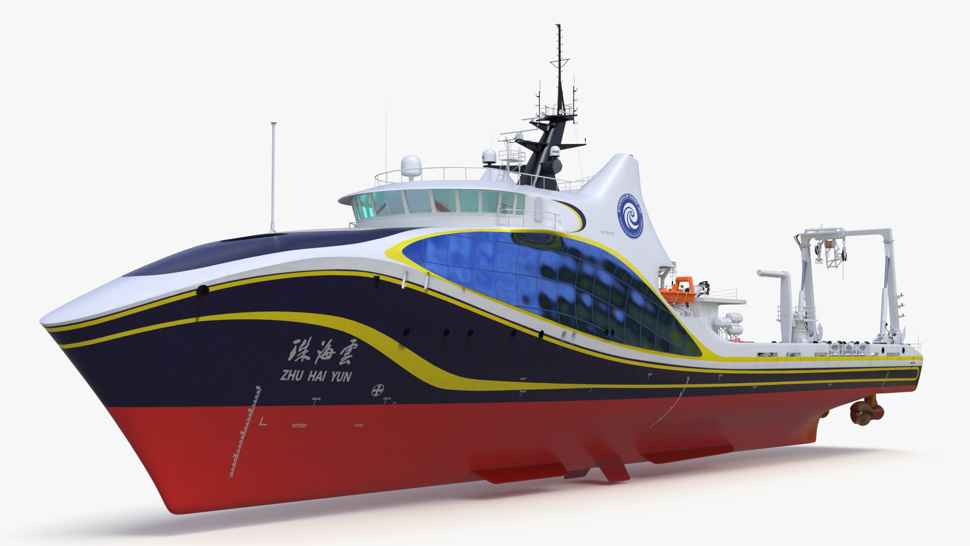 3D Zhu Hai Yun Ship with Underwater Drones on Board model