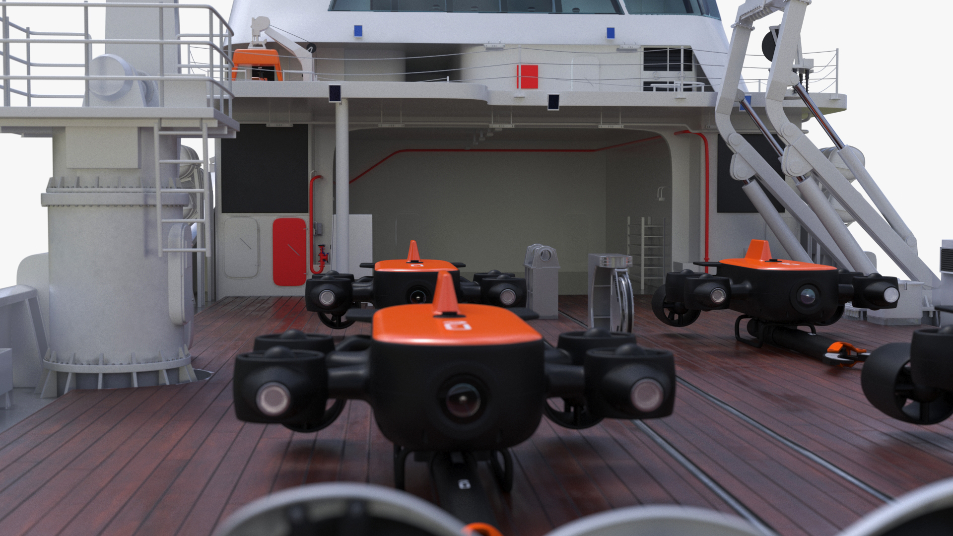 3D Zhu Hai Yun Ship with Underwater Drones on Board model