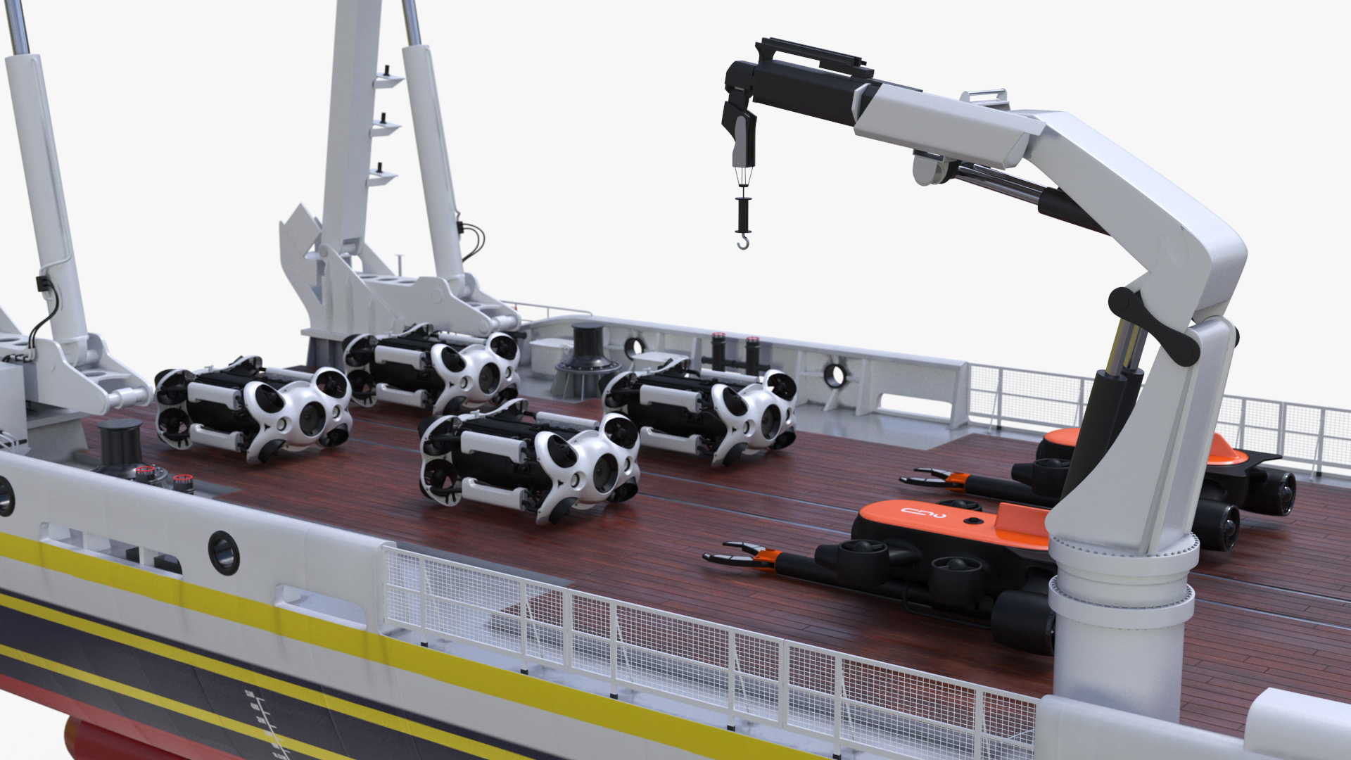 3D Zhu Hai Yun Ship with Underwater Drones on Board model