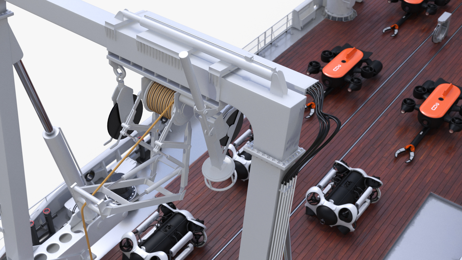 3D Zhu Hai Yun Ship with Underwater Drones on Board model