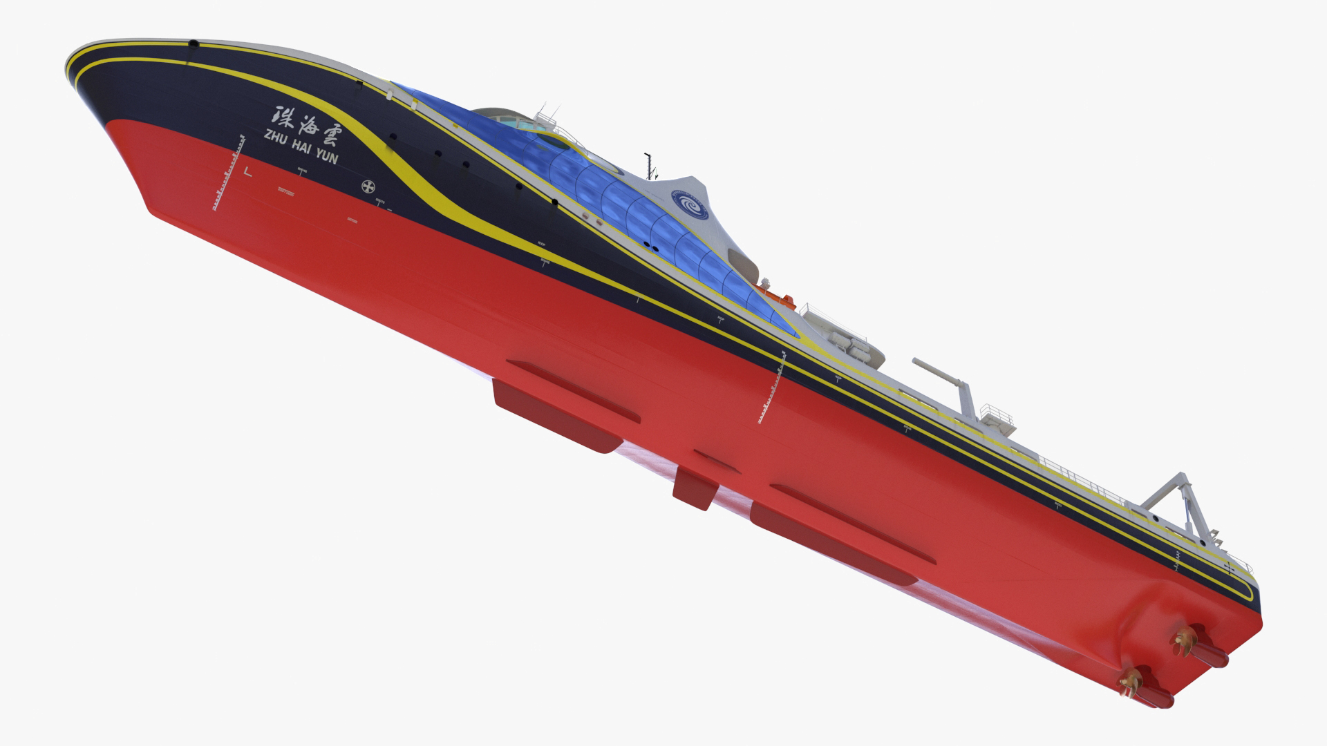 3D Zhu Hai Yun Ship with Underwater Drones on Board model
