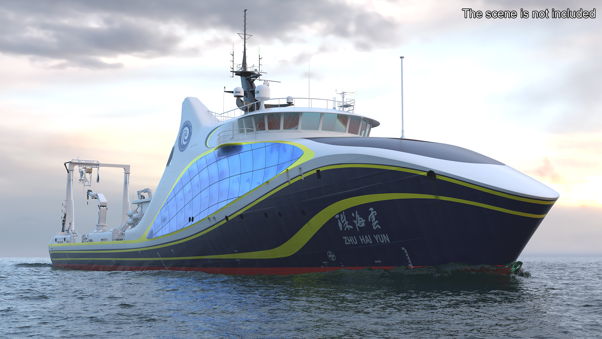 3D Zhu Hai Yun Ship with Underwater Drones on Board model