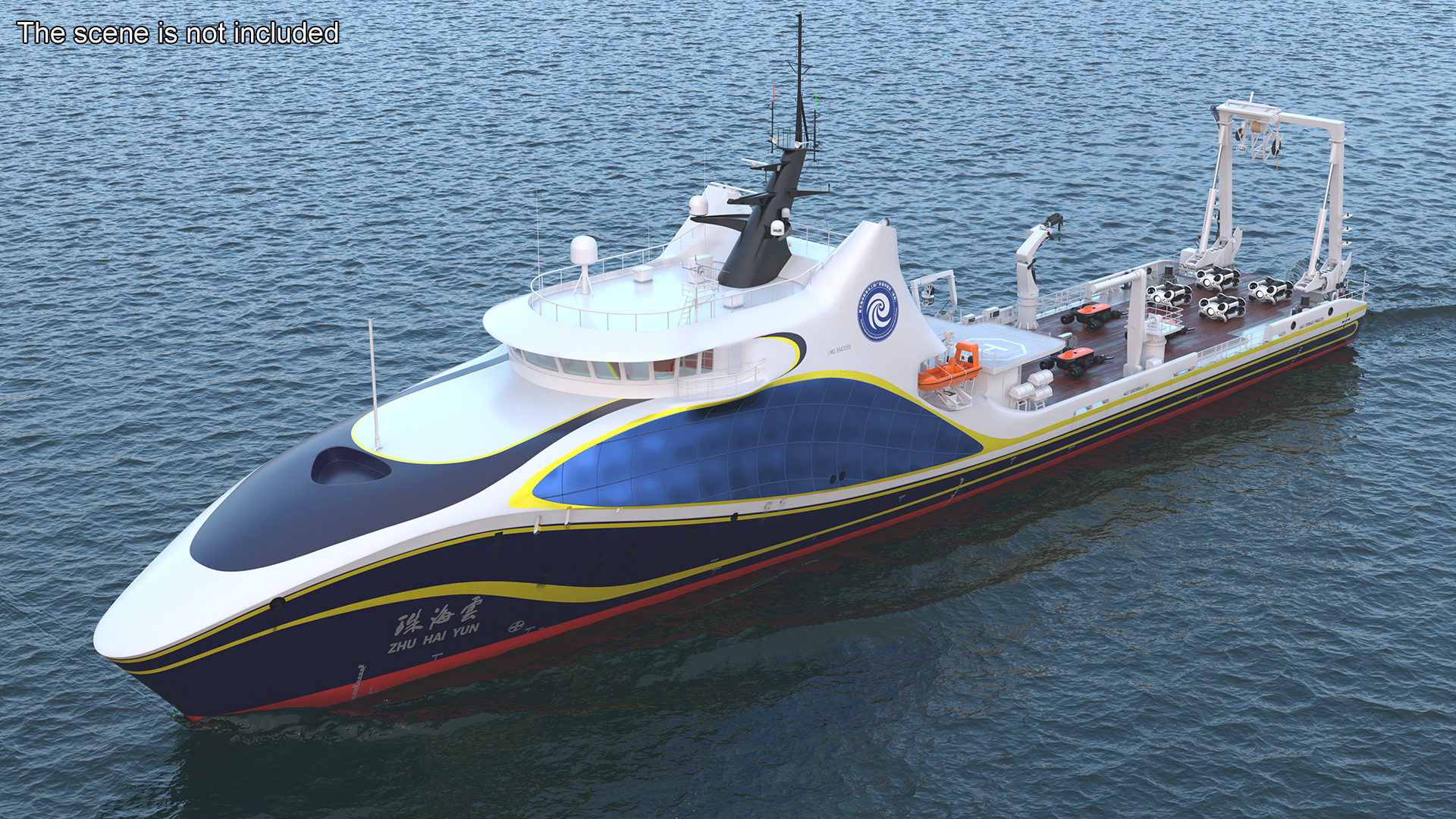 3D Zhu Hai Yun Ship with Underwater Drones on Board model