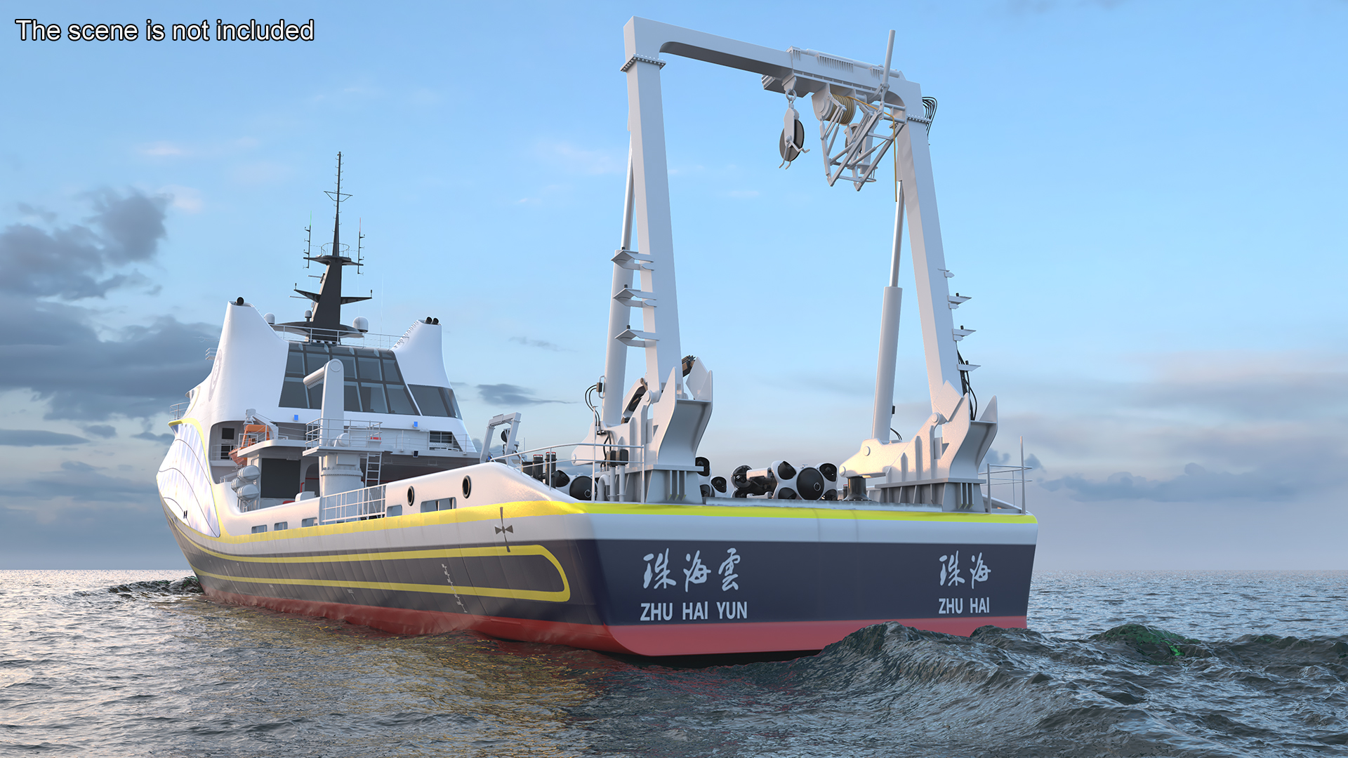 3D Zhu Hai Yun Ship with Underwater Drones on Board model