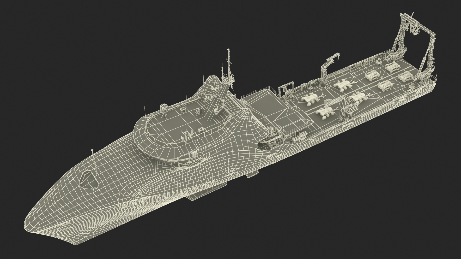 3D Zhu Hai Yun Ship with Underwater Drones on Board model
