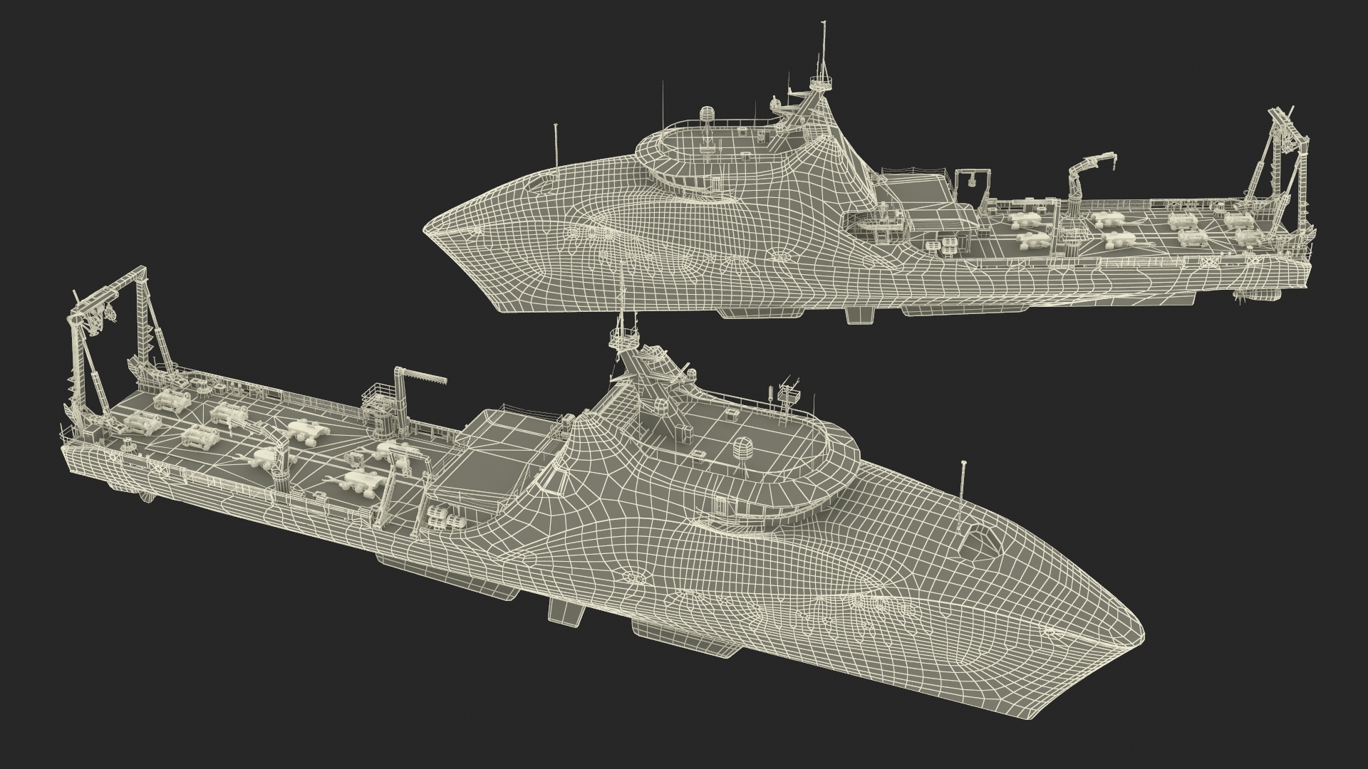3D Zhu Hai Yun Ship with Underwater Drones on Board model