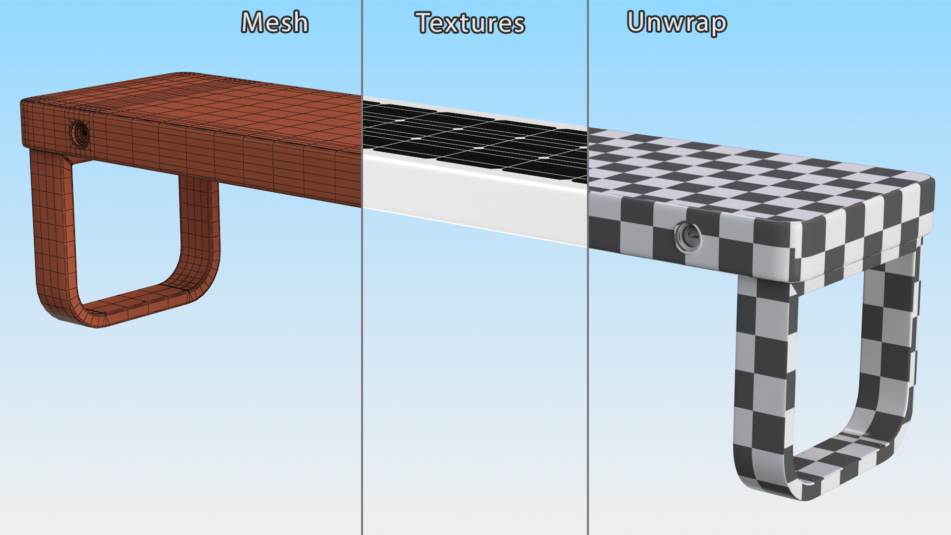 Solar Powered Outdoor Bench 3D