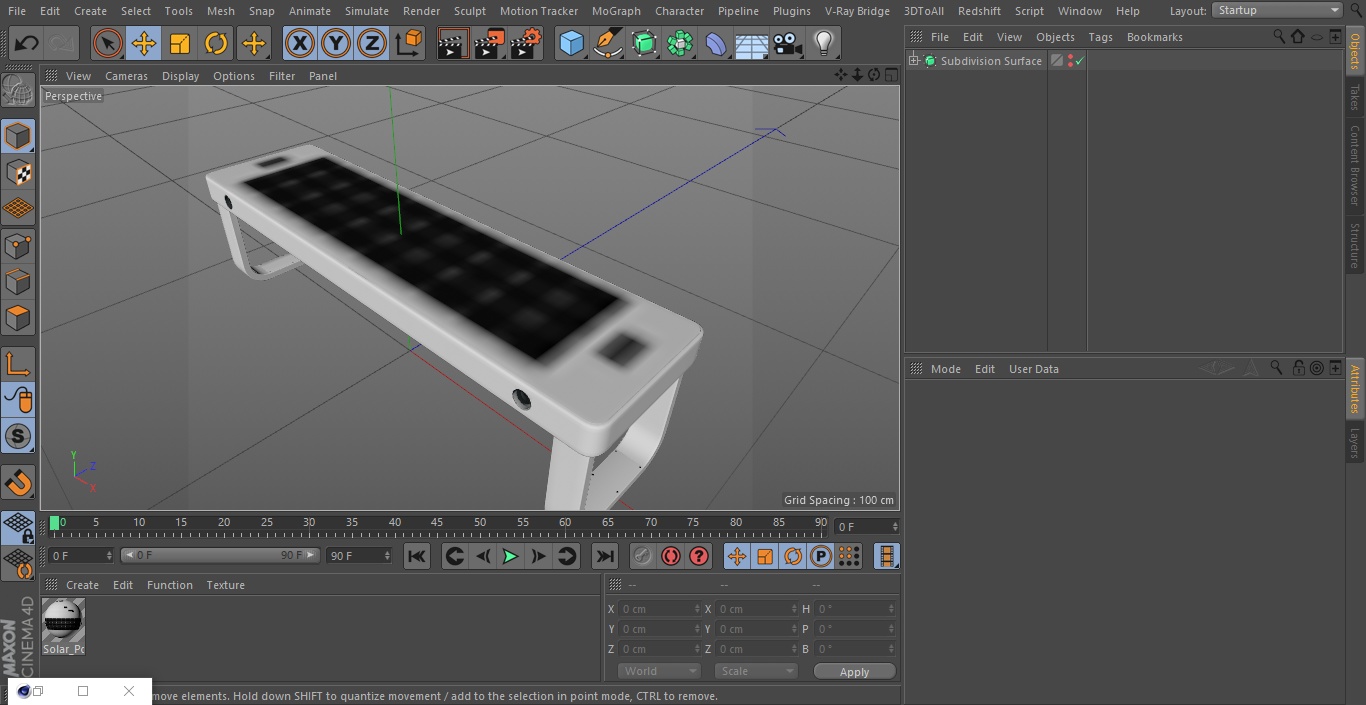Solar Powered Outdoor Bench 3D