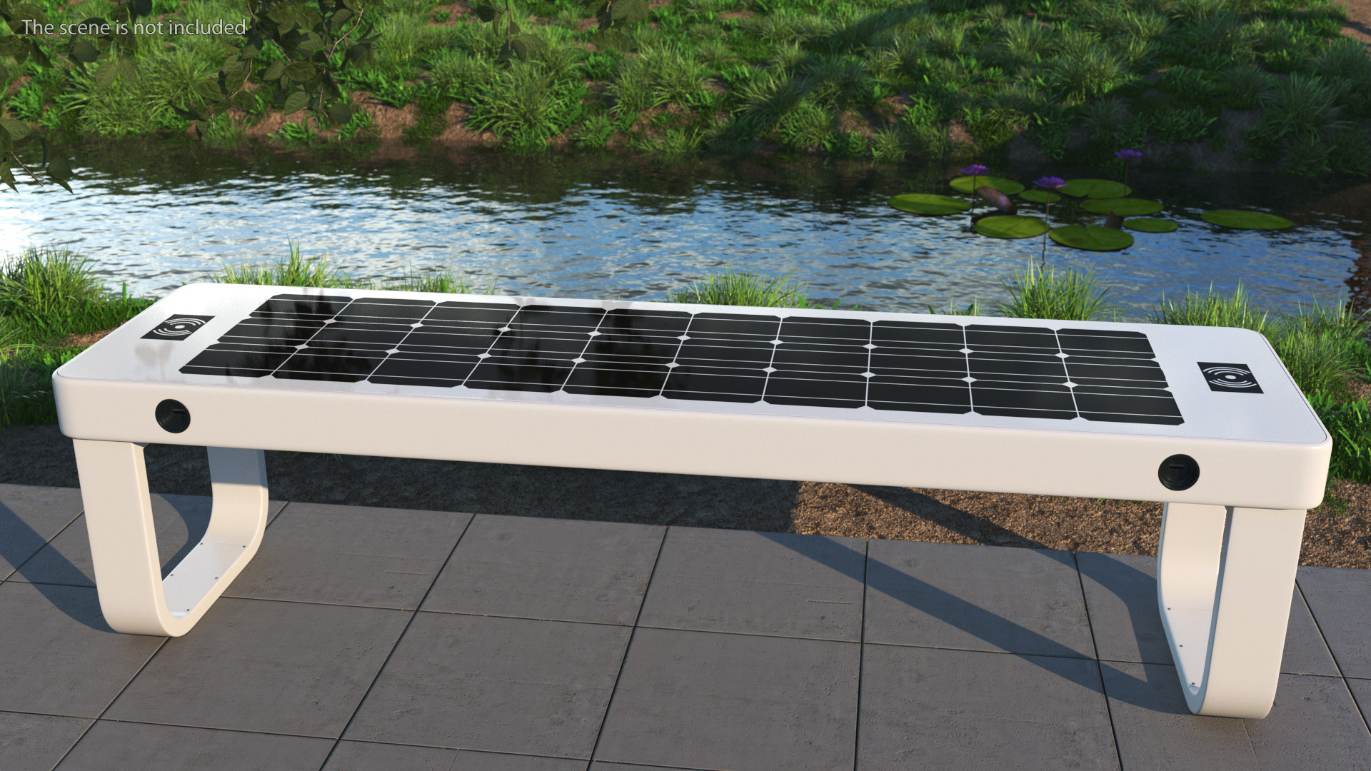 Solar Powered Outdoor Bench 3D