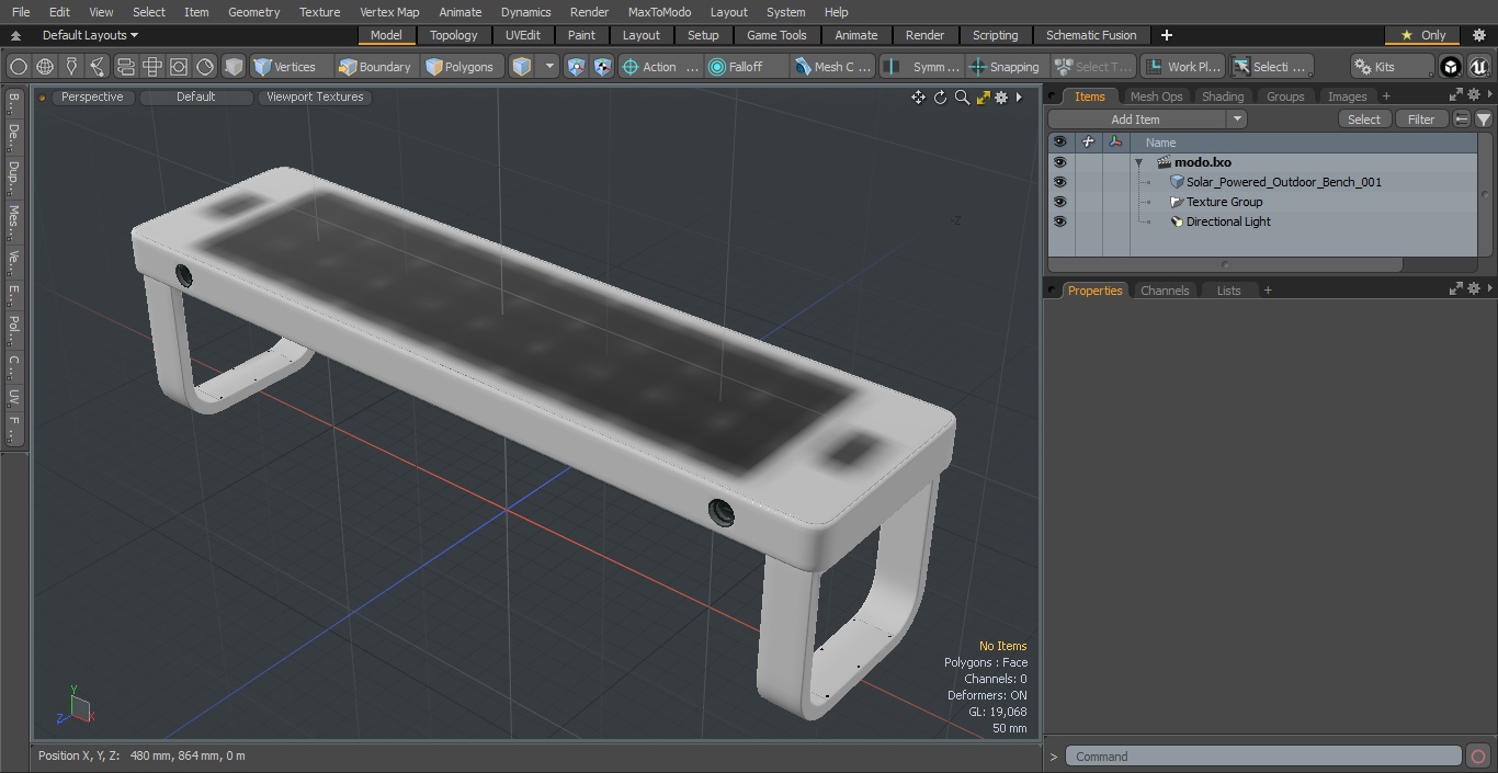 Solar Powered Outdoor Bench 3D