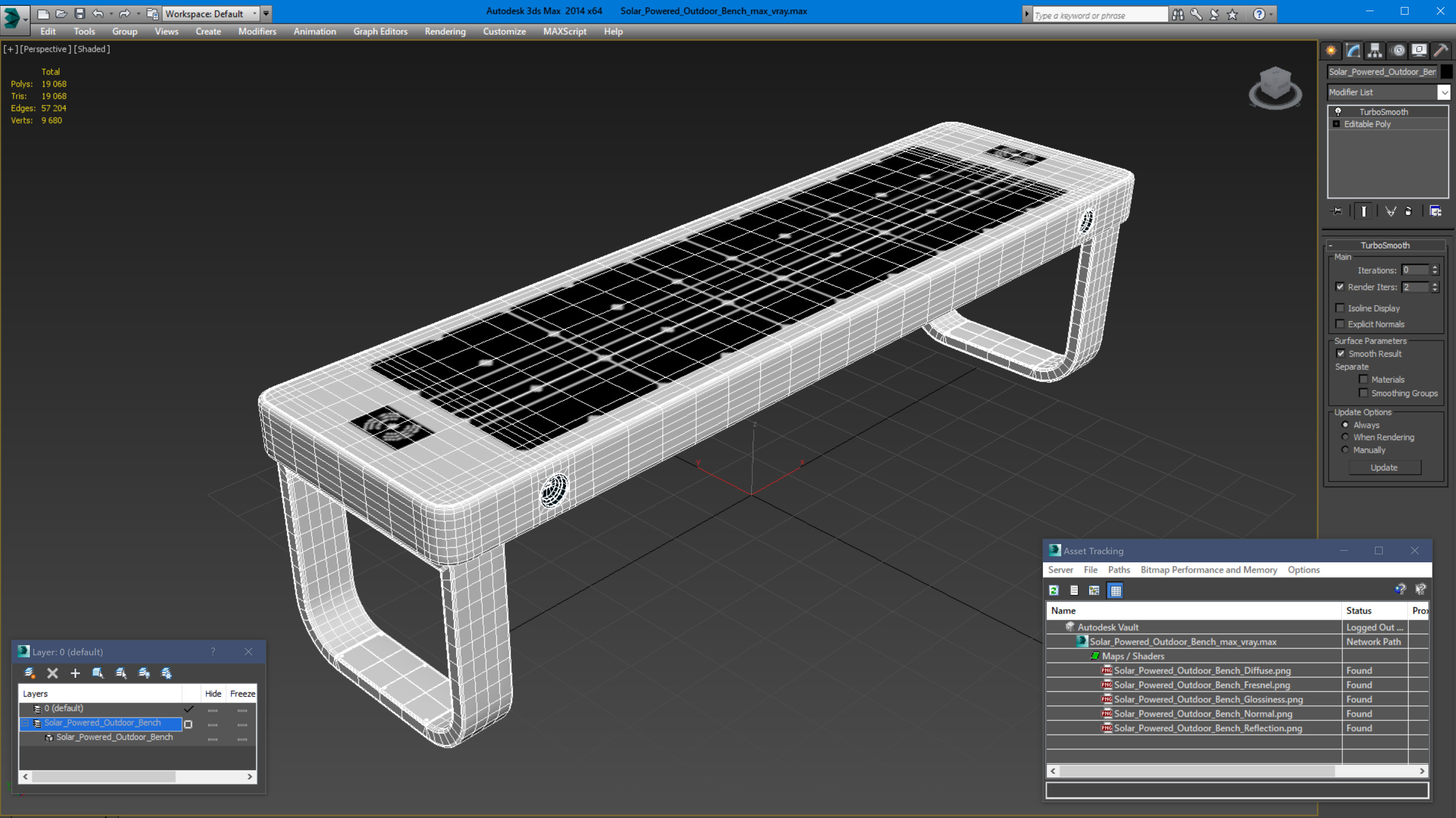Solar Powered Outdoor Bench 3D