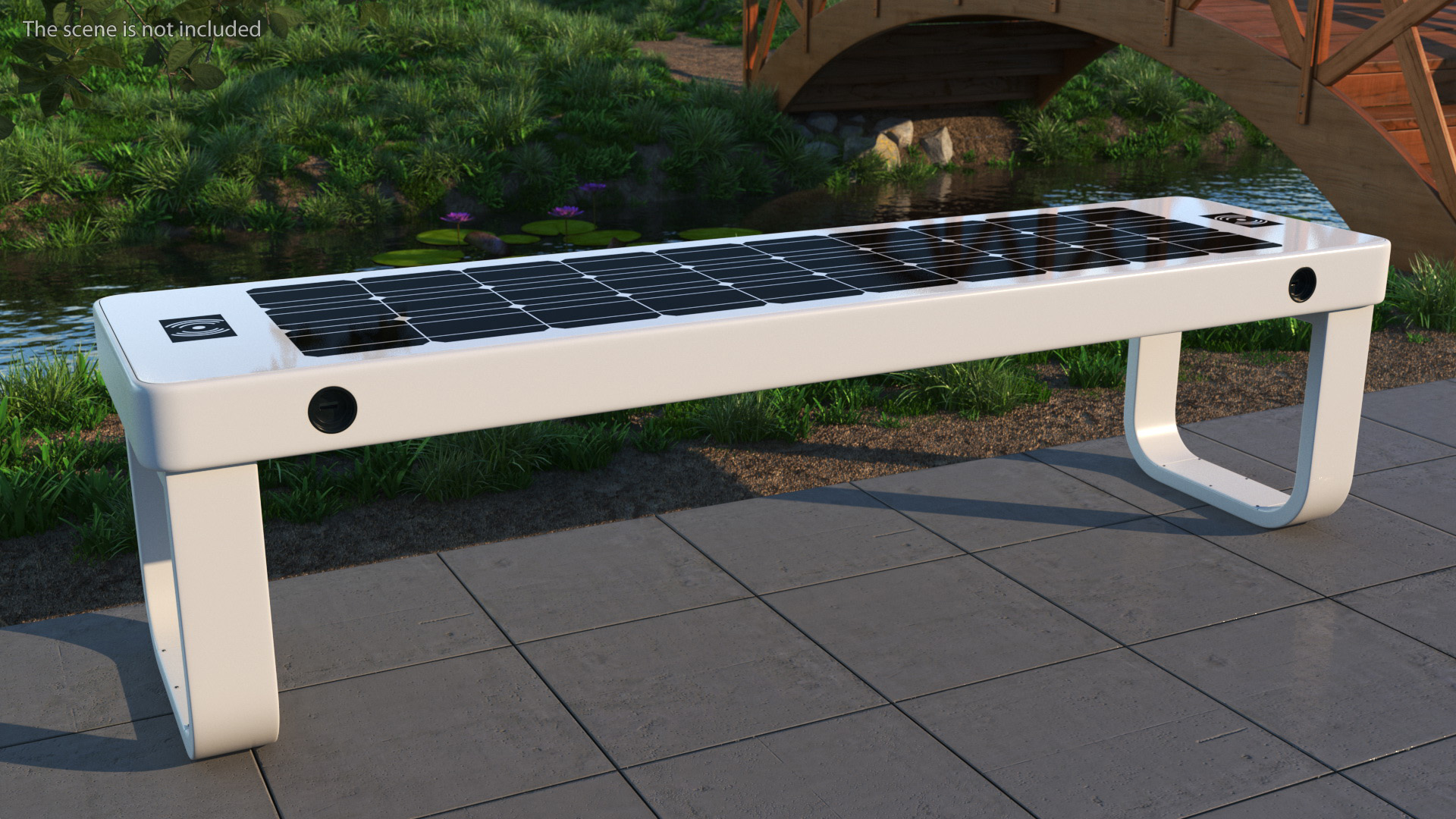 Solar Powered Outdoor Bench 3D