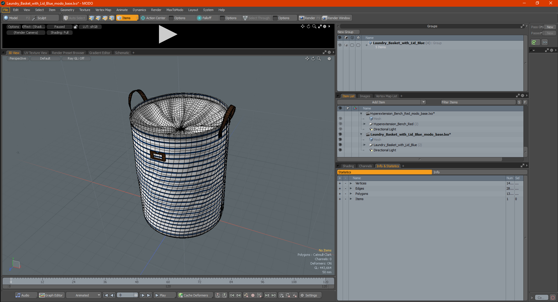3D Laundry Basket with Lid Blue model