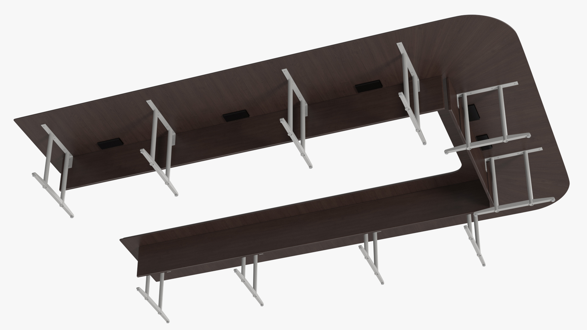 3D Modern U Shape Conference Table Dark Wood