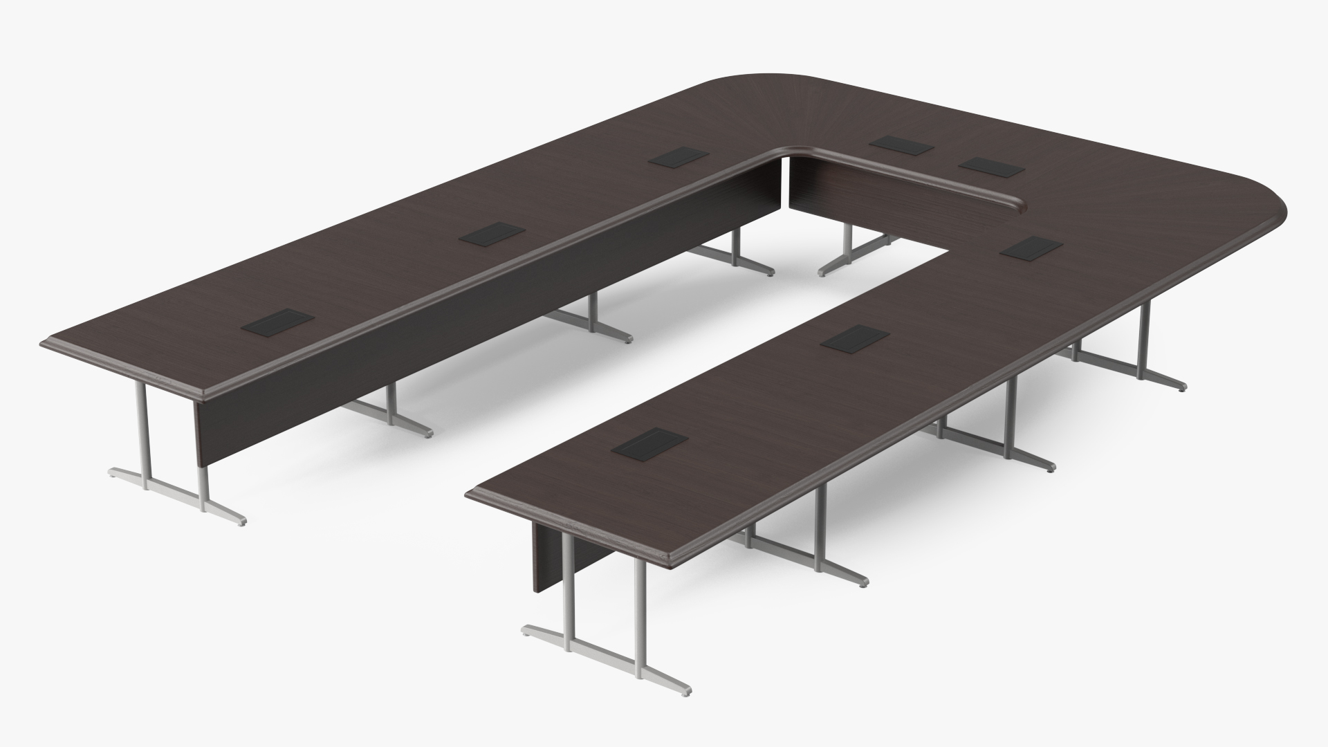 3D Modern U Shape Conference Table Dark Wood