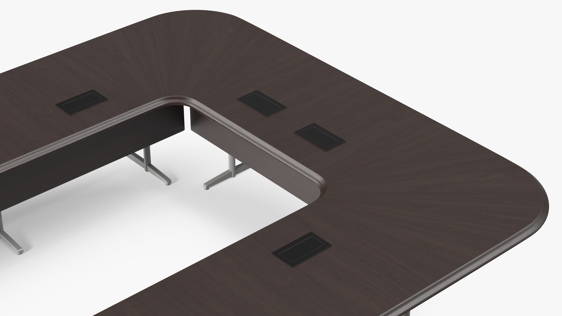 3D Modern U Shape Conference Table Dark Wood