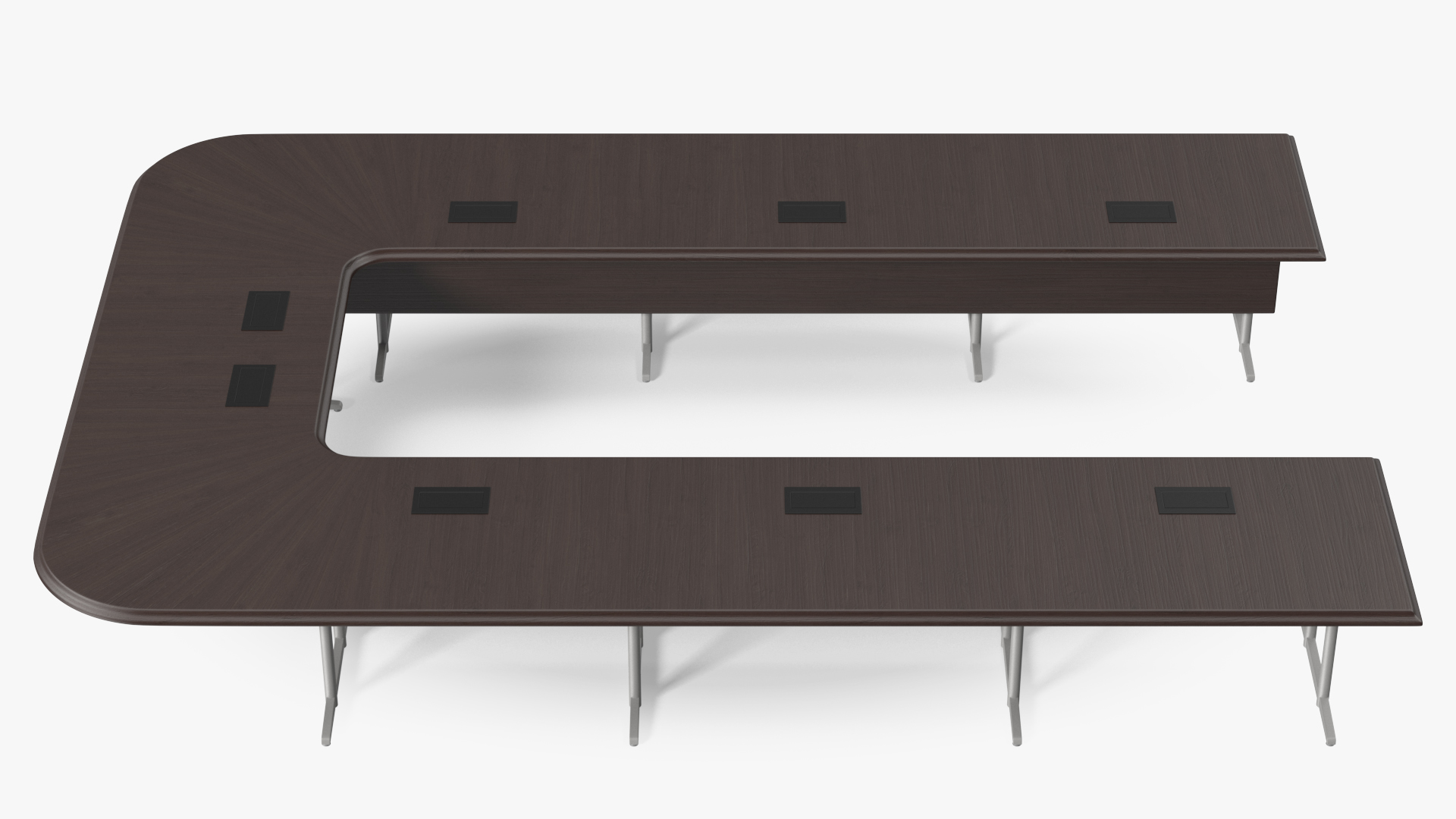 3D Modern U Shape Conference Table Dark Wood